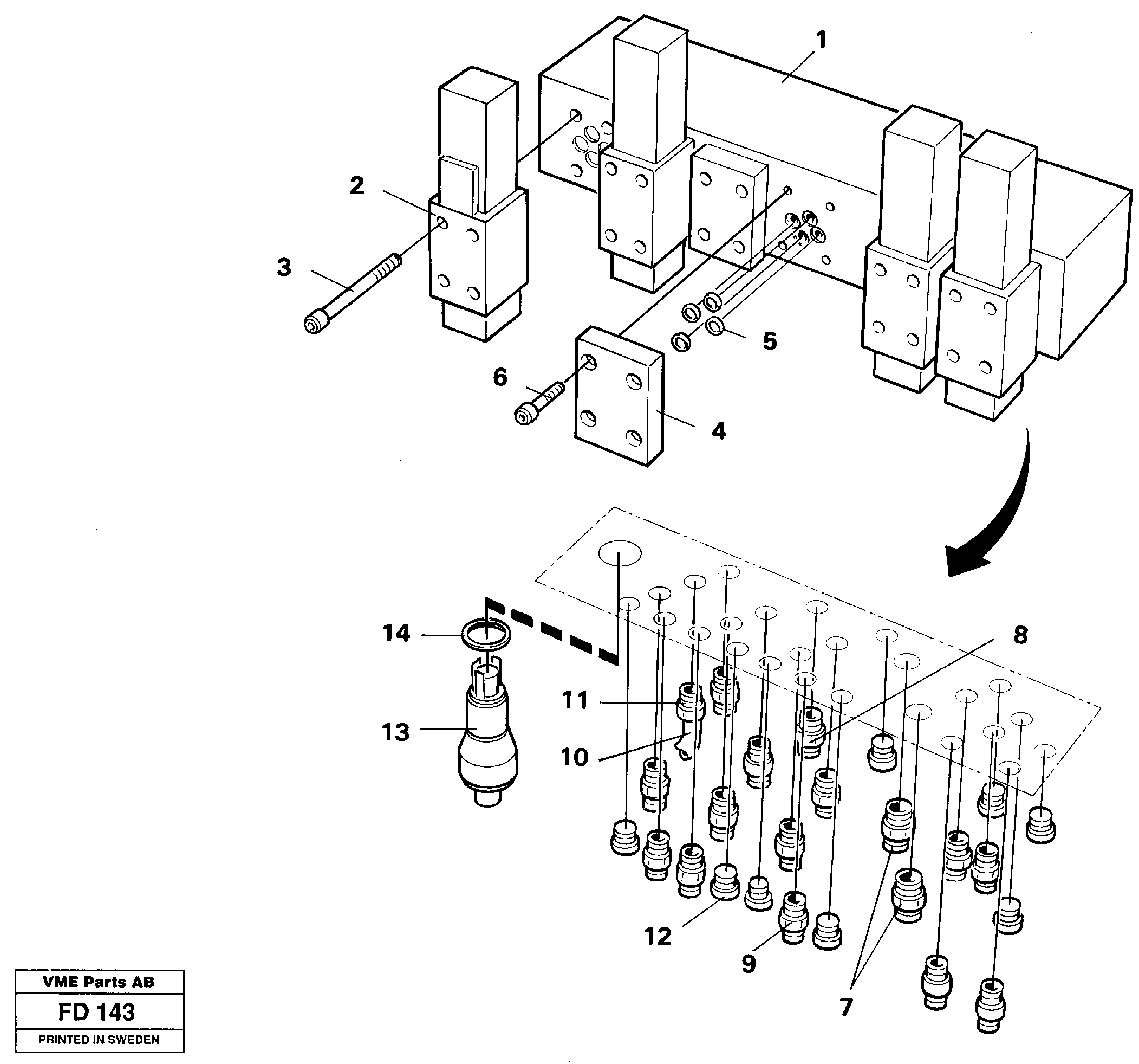 Схема запчастей Volvo EW150 - 35081 Stop control block EW150 ?KERMAN ?KERMAN EW150 SER NO - 318