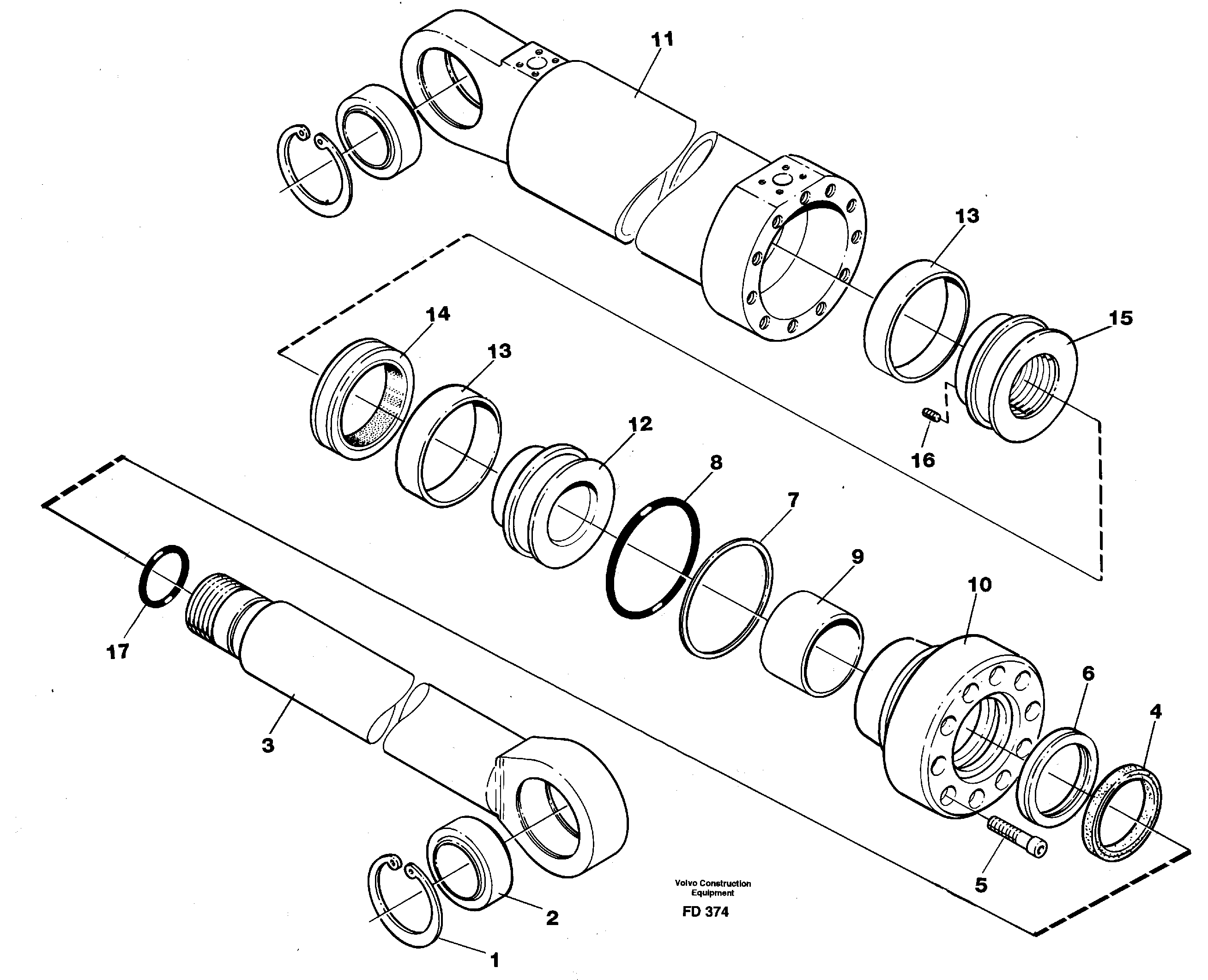 Схема запчастей Volvo EW150 - 27124 Гидроцилиндр лезвия отвала (аутригера) EW150 ?KERMAN ?KERMAN EW150 SER NO - 318