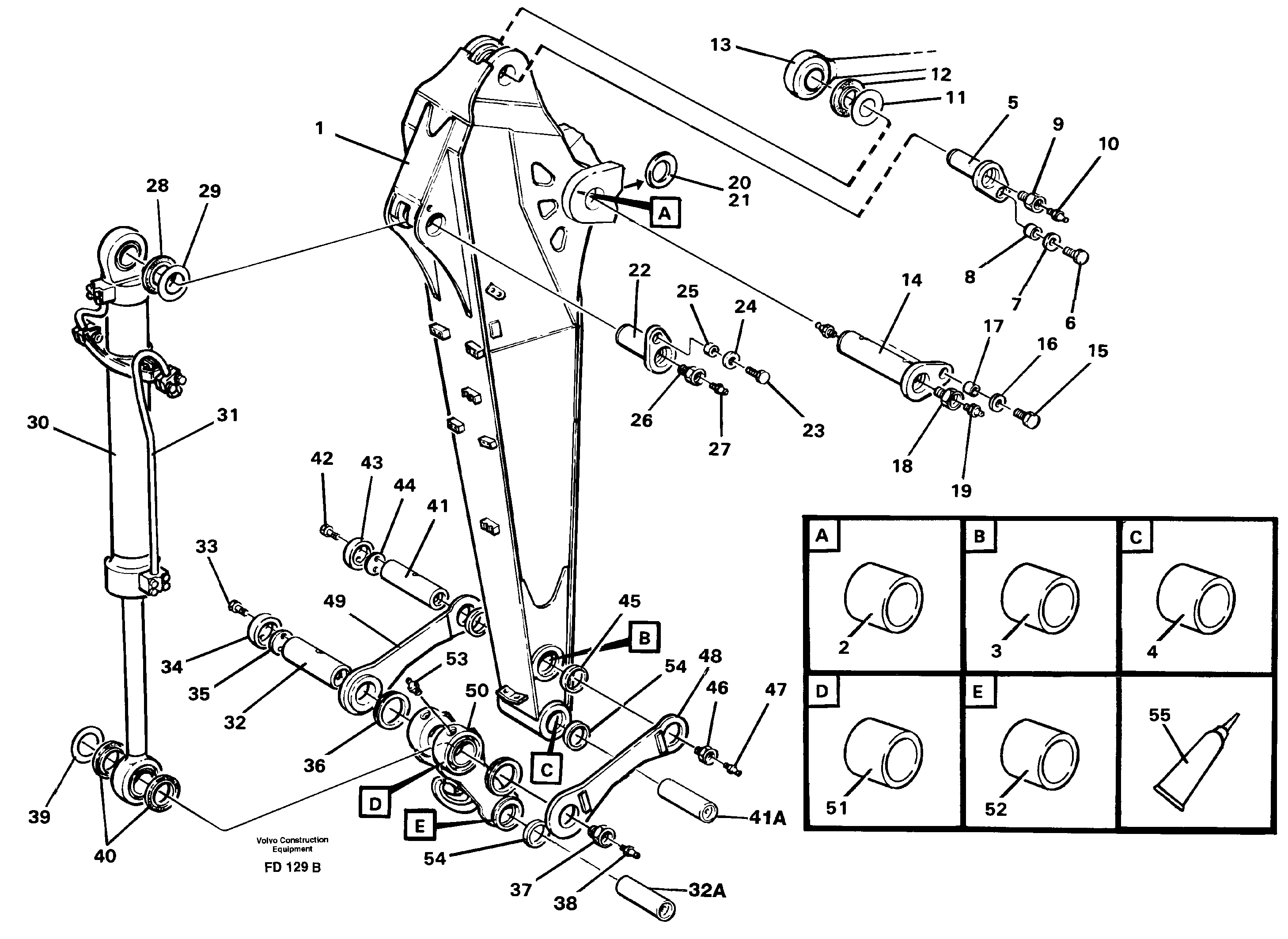 Схема запчастей Volvo EW150 - 34297 Backhoe dipper arm incl. connections, 2.0m 2.4m EW150 ?KERMAN ?KERMAN EW150 SER NO - 318