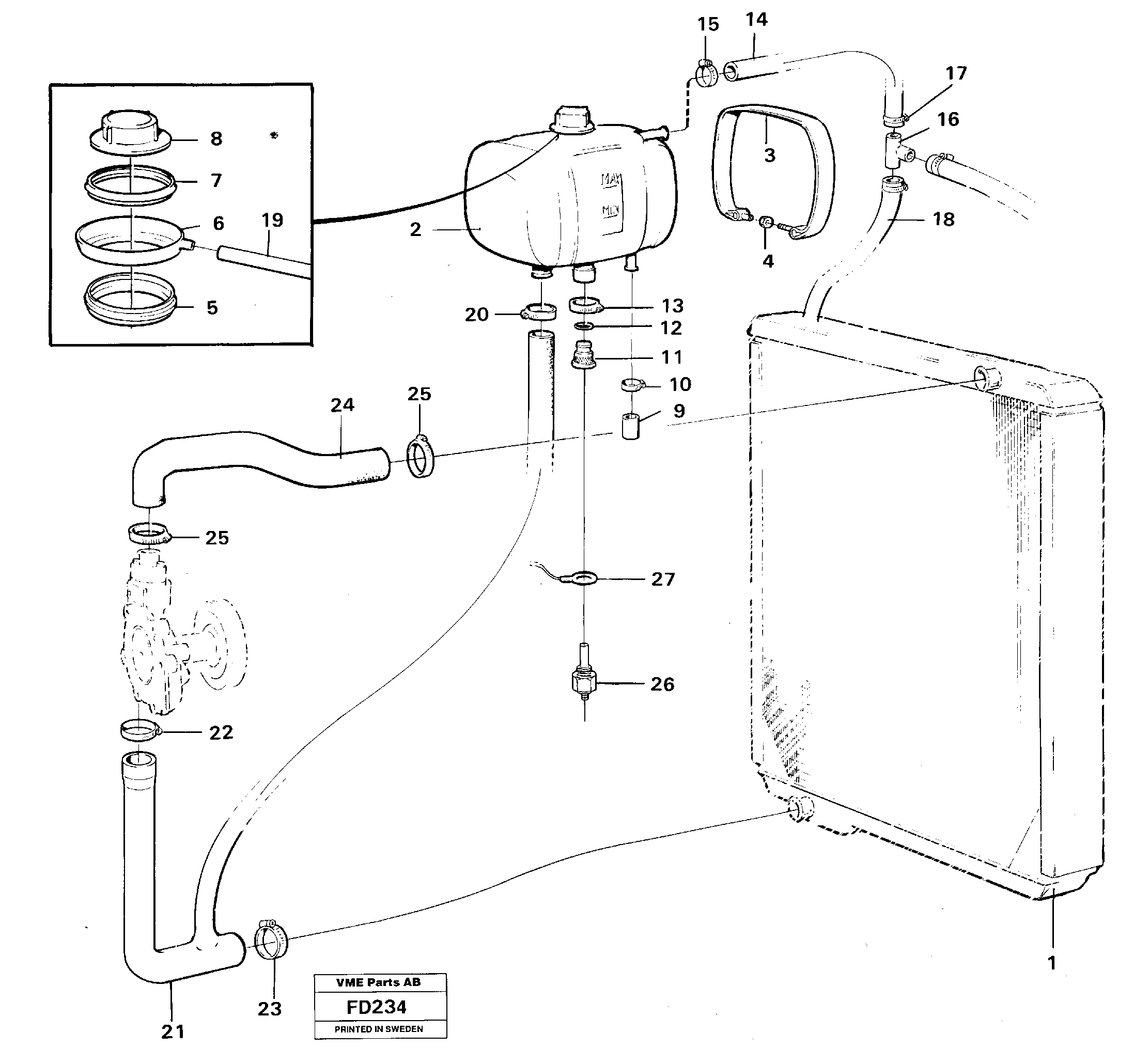 Схема запчастей Volvo EW150 - 85846 Система охлаждения EW150 ?KERMAN ?KERMAN EW150 SER NO - 318
