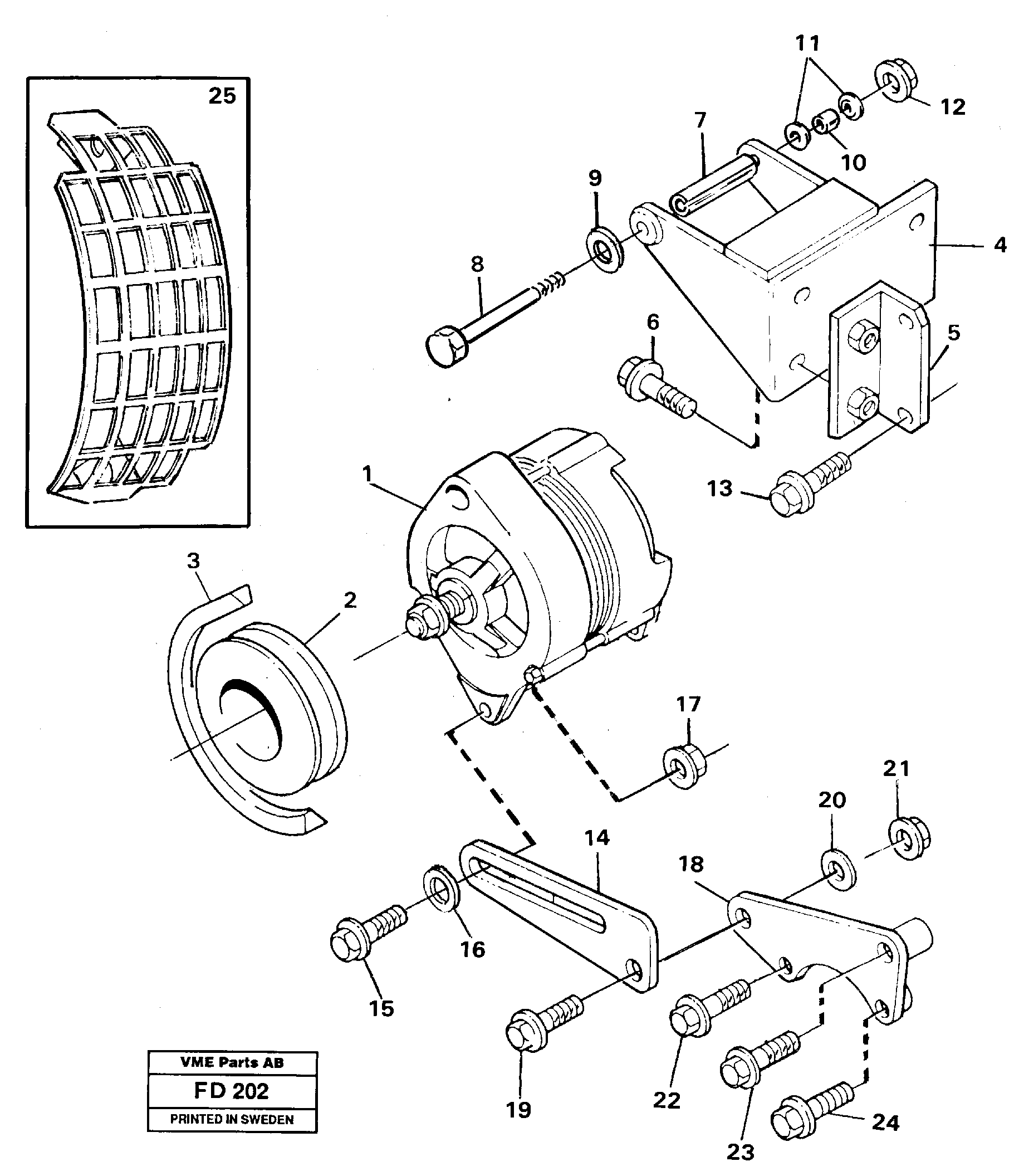 Схема запчастей Volvo EW150 - 97075 Alternator, assembly EW150 ?KERMAN ?KERMAN EW150 SER NO - 318