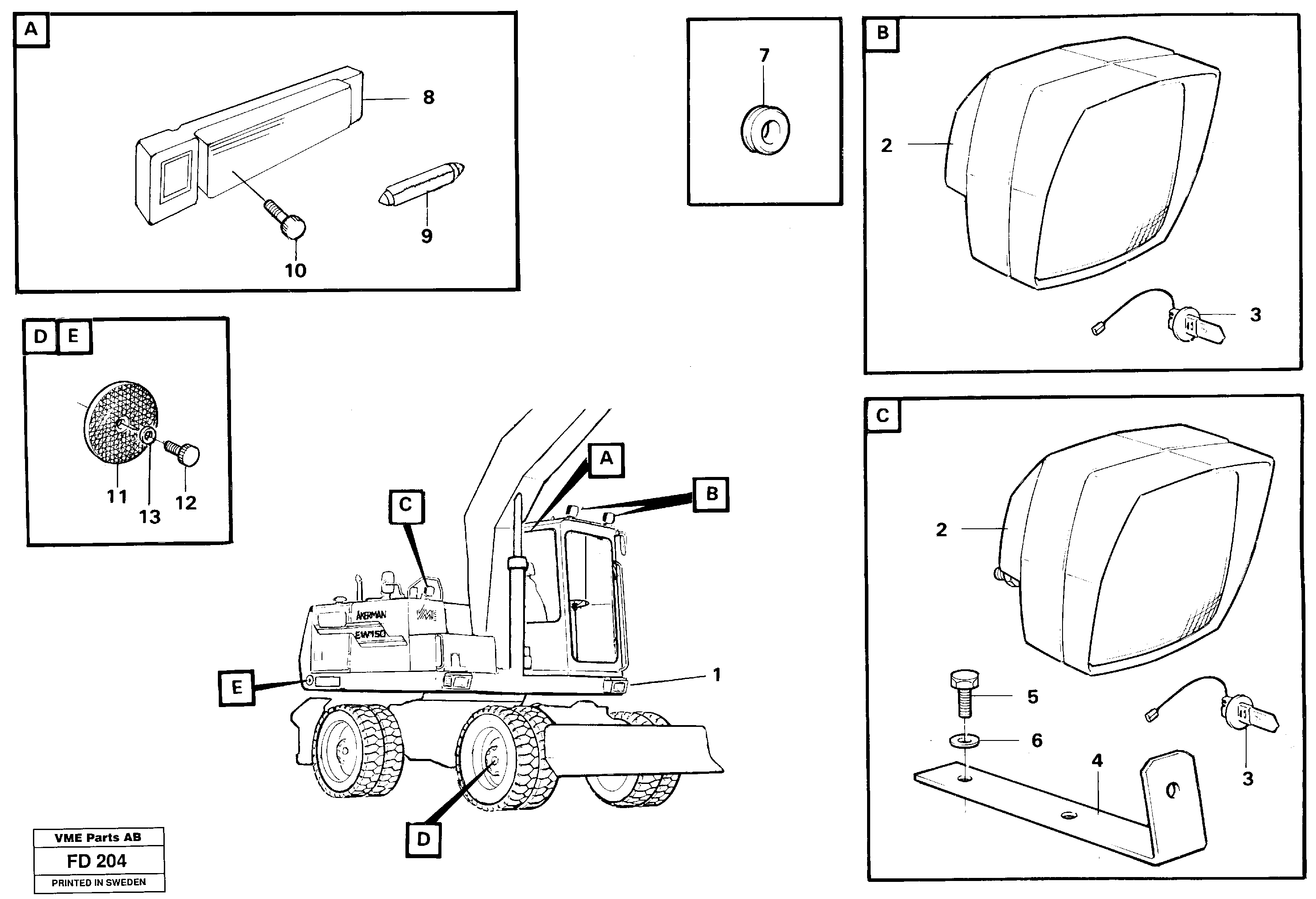 Схема запчастей Volvo EW150 - 34759 Lighting, front EW150 ?KERMAN ?KERMAN EW150 SER NO - 318