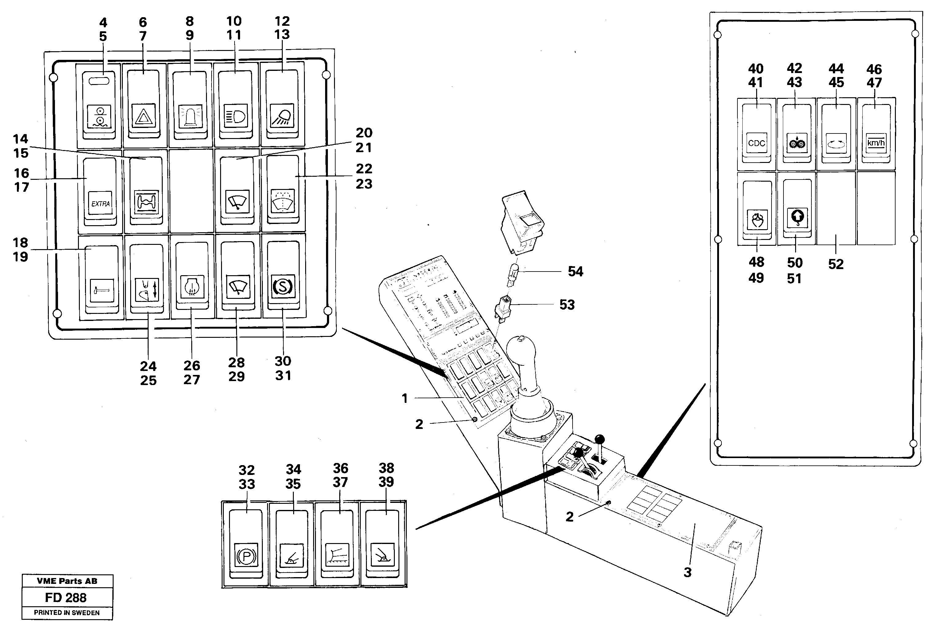 Схема запчастей Volvo EW150 - 35713 Toggle switch panel EW150 ?KERMAN ?KERMAN EW150 SER NO - 318
