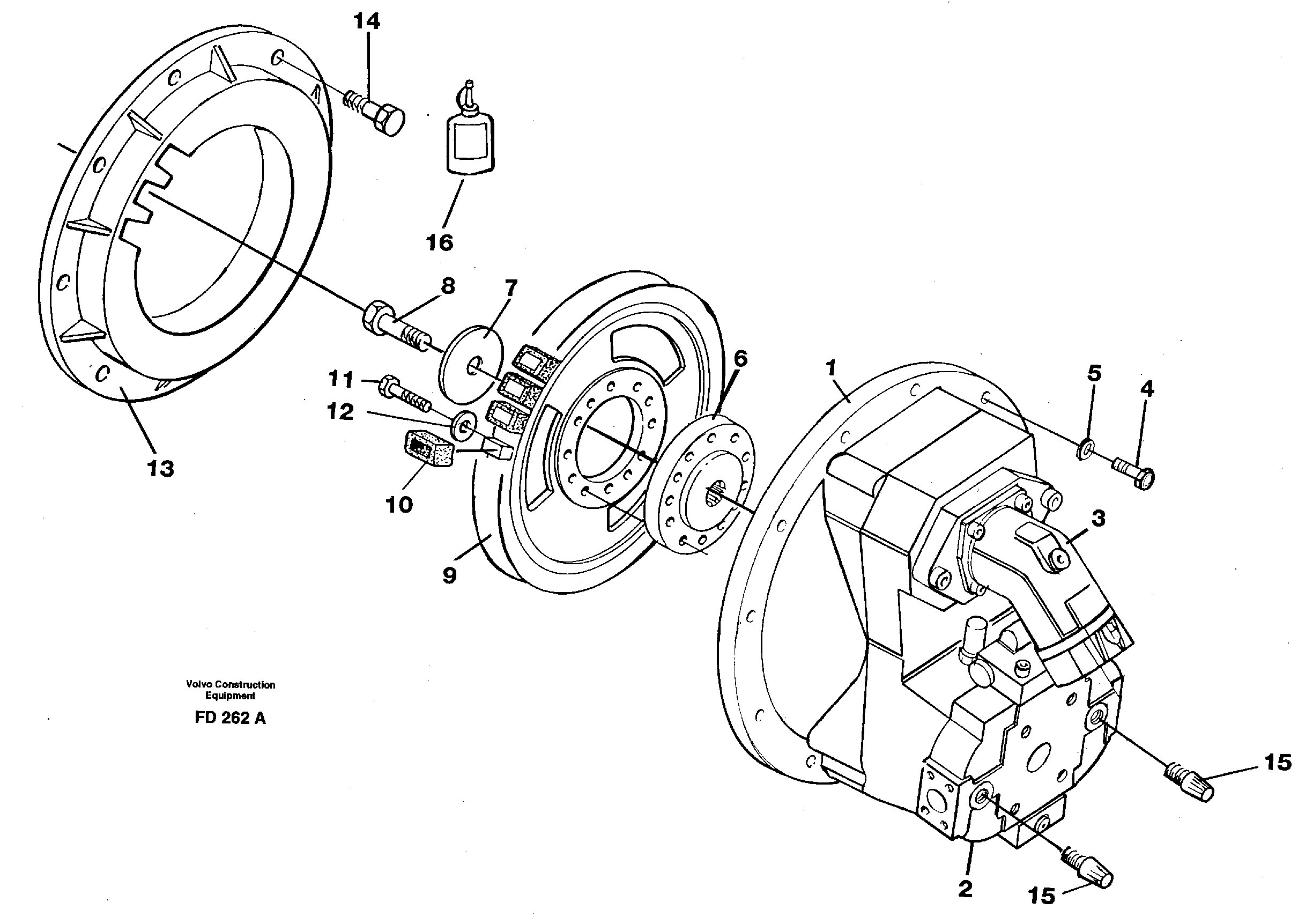 Схема запчастей Volvo EW150 - 66698 Pump gear box with assemblying parts EW150 ?KERMAN ?KERMAN EW150 SER NO - 318