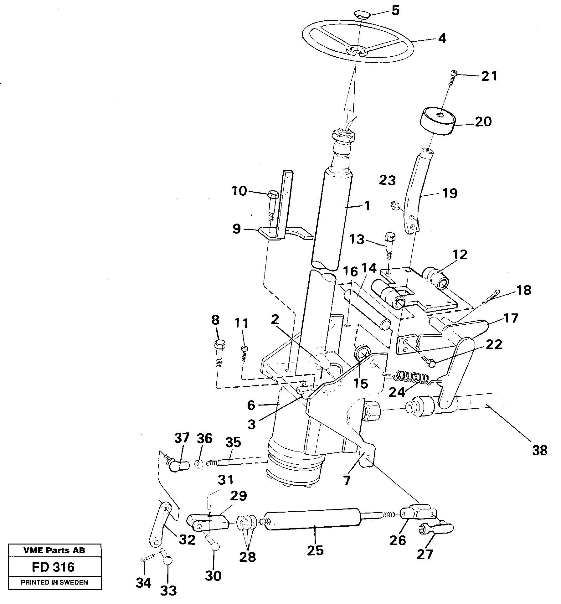 Схема запчастей Volvo EW150 - 36339 Adjustable steering column EW150 ?KERMAN ?KERMAN EW150 SER NO - 318