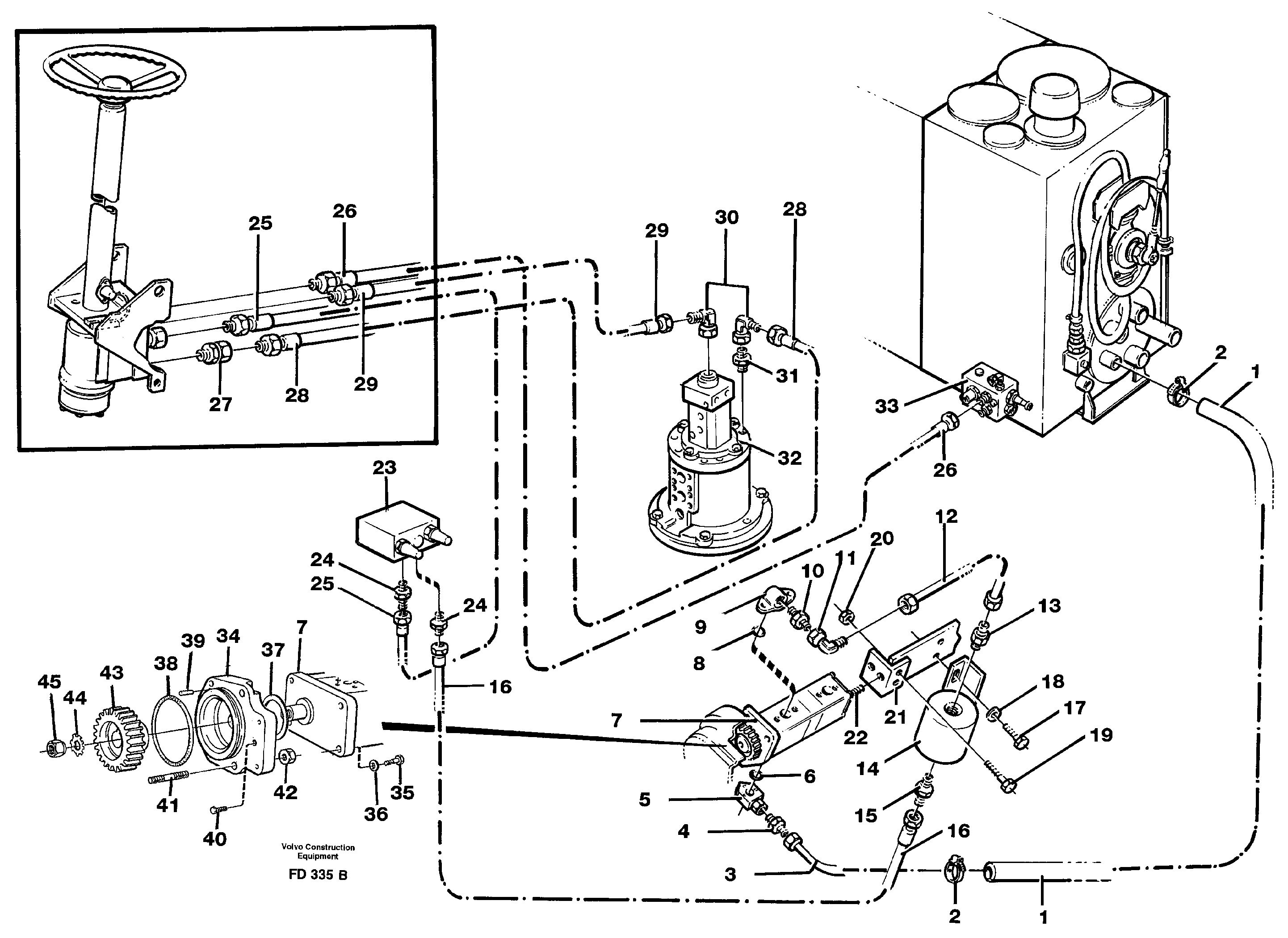 Схема запчастей Volvo EW150 - 90392 Steering system in superstructure EW150 ?KERMAN ?KERMAN EW150 SER NO - 318