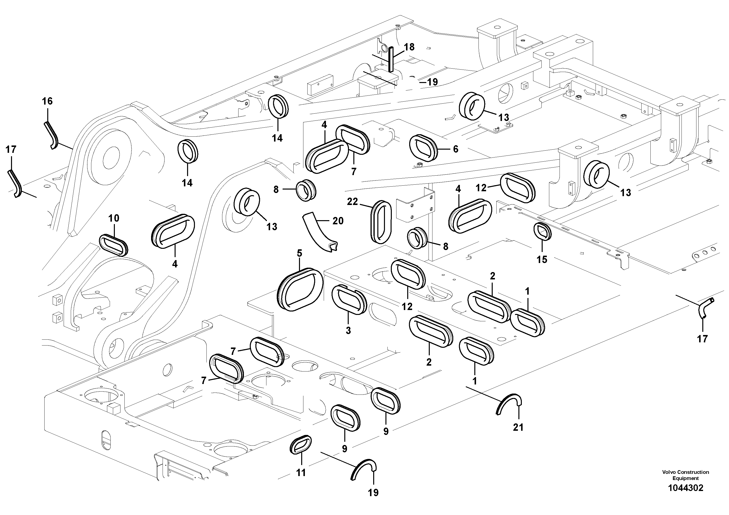 Схема запчастей Volvo EW230C - 22151 Upper frame EW230C
