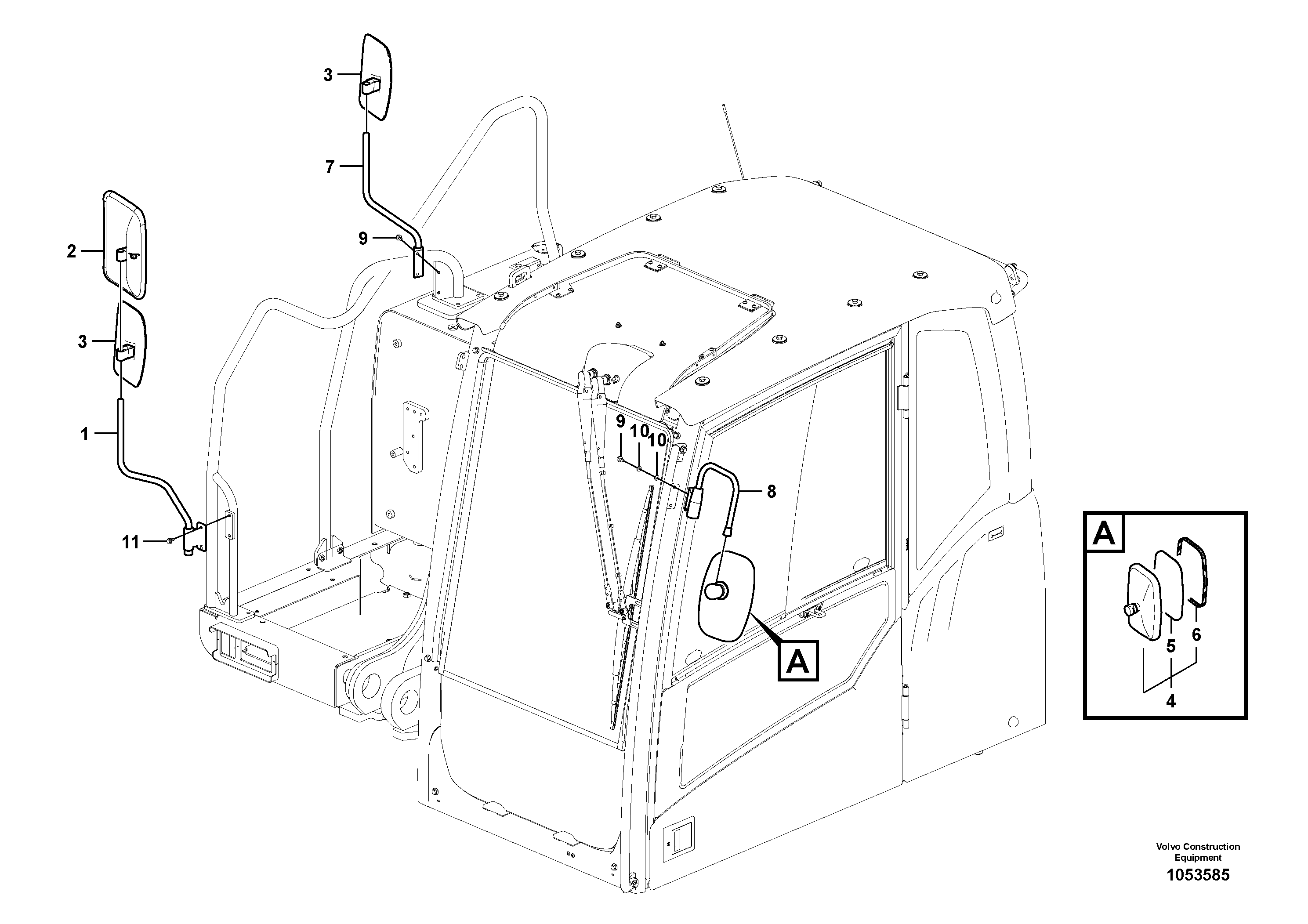 Схема запчастей Volvo EW230C - 39358 Rear view mirror EW230C