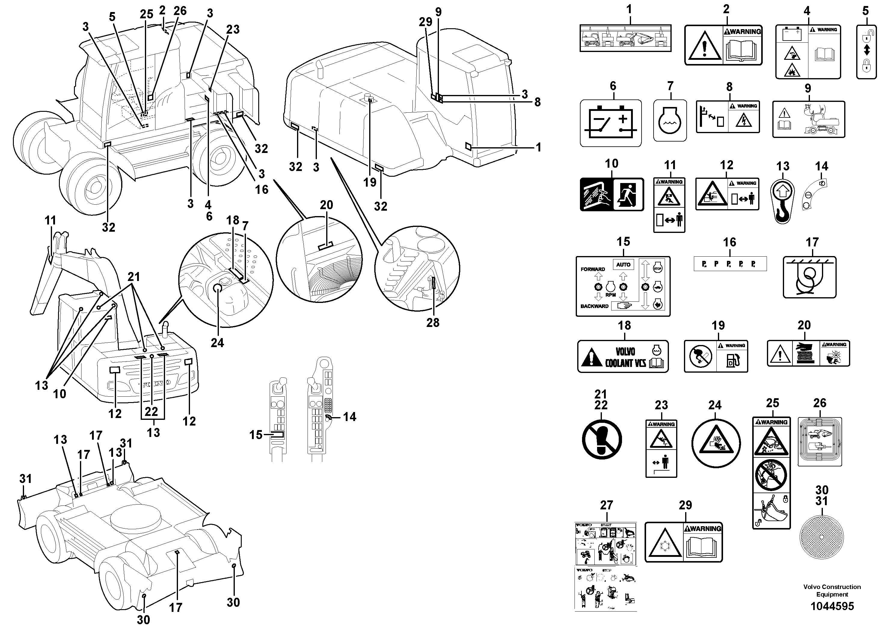 Схема запчастей Volvo EW230C - 106941 Sign plates and decals EW230C