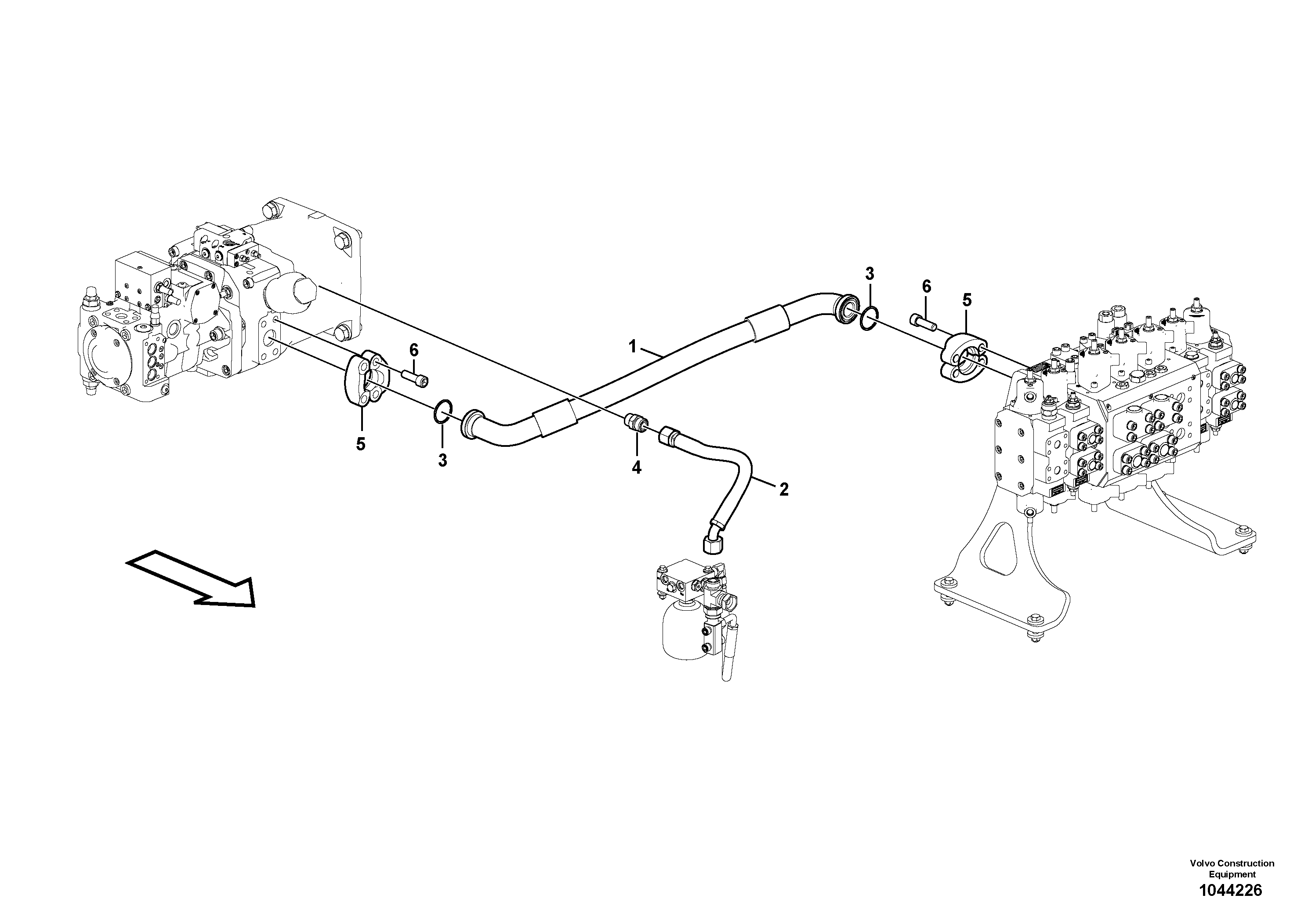 Схема запчастей Volvo EW230C - 49248 Hydraulic system, pump to control valve EW230C