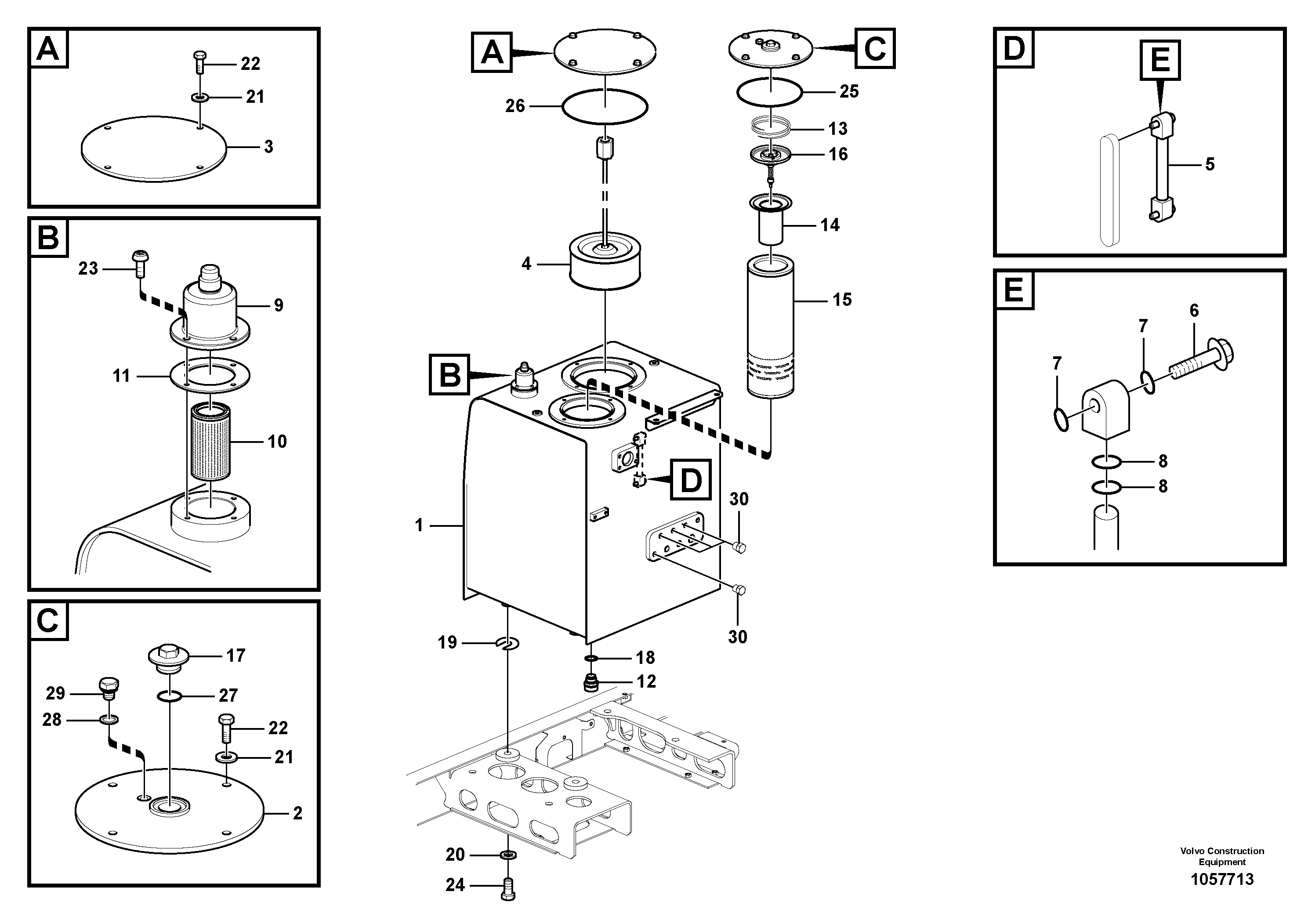 Схема запчастей Volvo EW230C - 91138 Гидробак EW230C