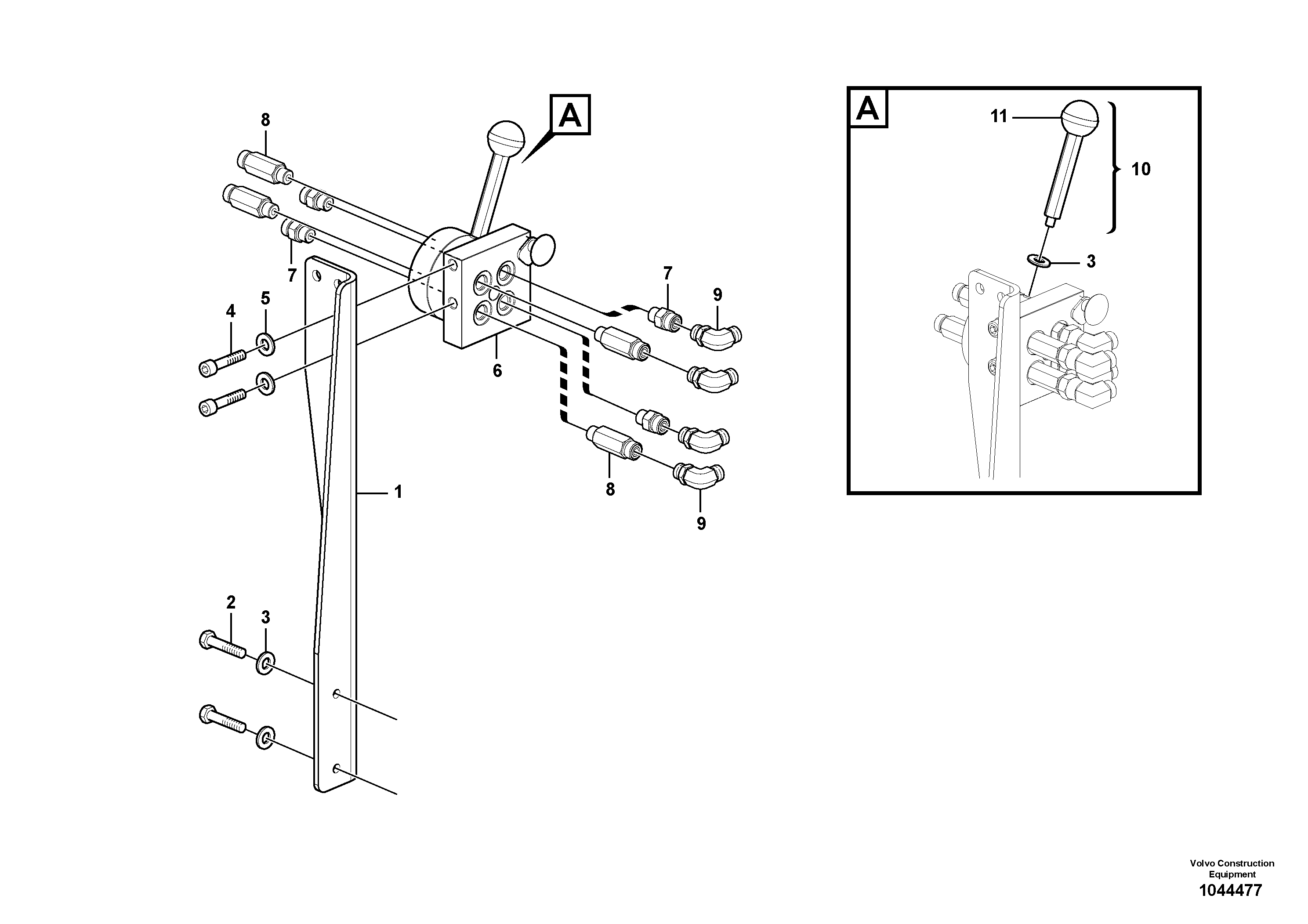 Схема запчастей Volvo EW230C - 104277 Servo system, control valve to remote control valve EW230C
