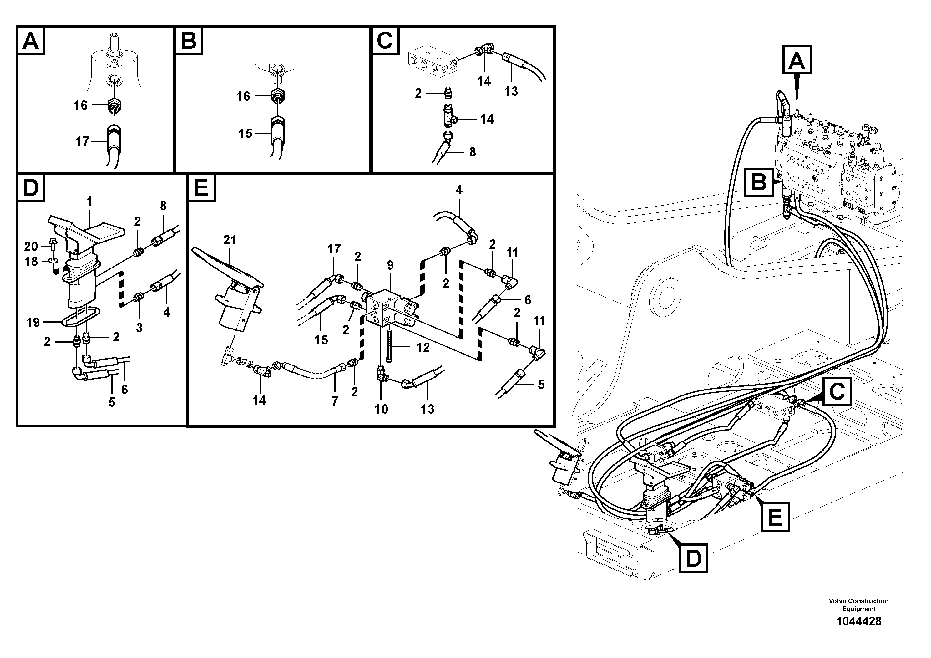 Схема запчастей Volvo EW230C - 72633 Servo system, hammer and shear EW230C
