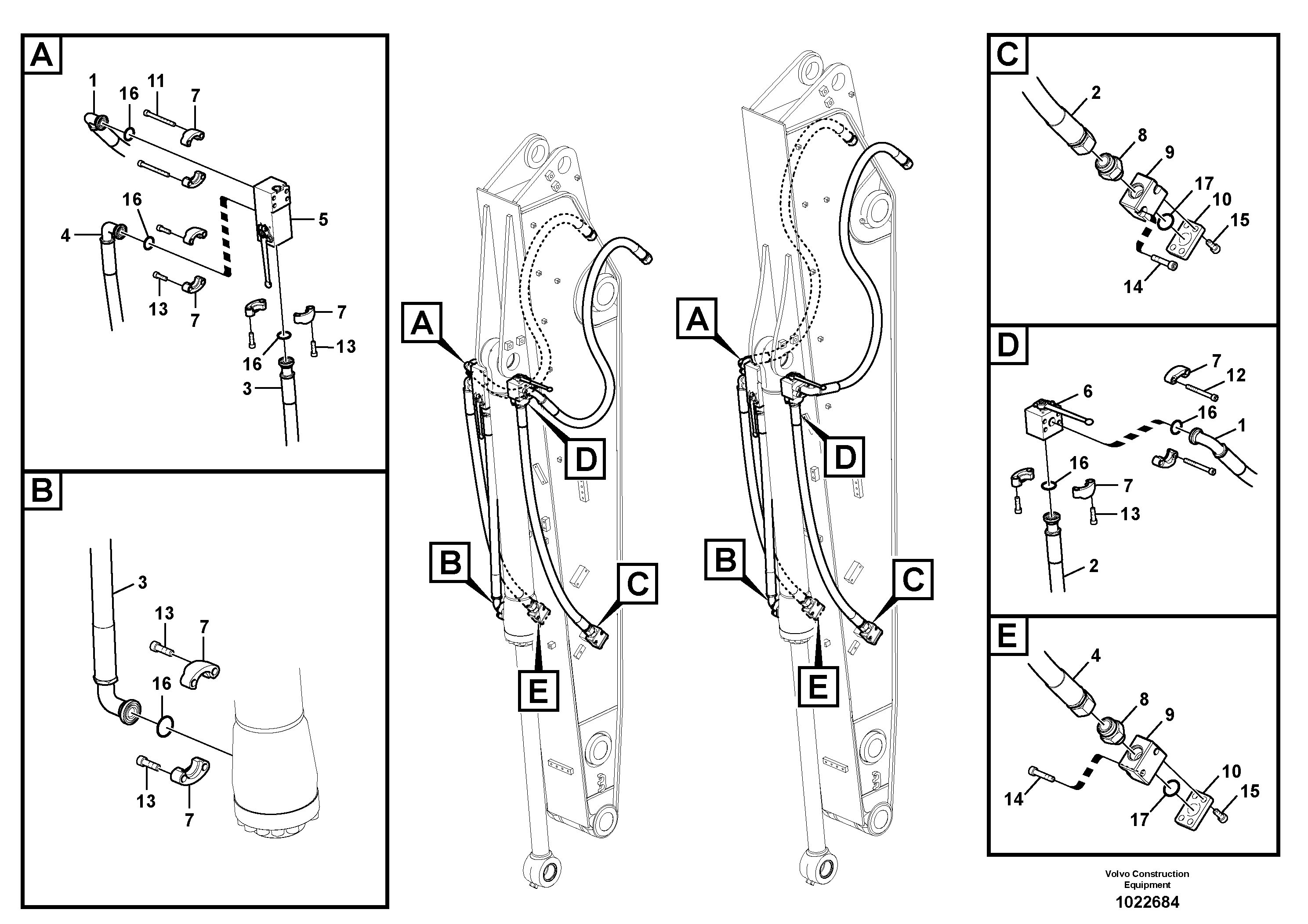 Схема запчастей Volvo EW230C - 40903 Working hydraulics, bucket cylinder grab EW230C