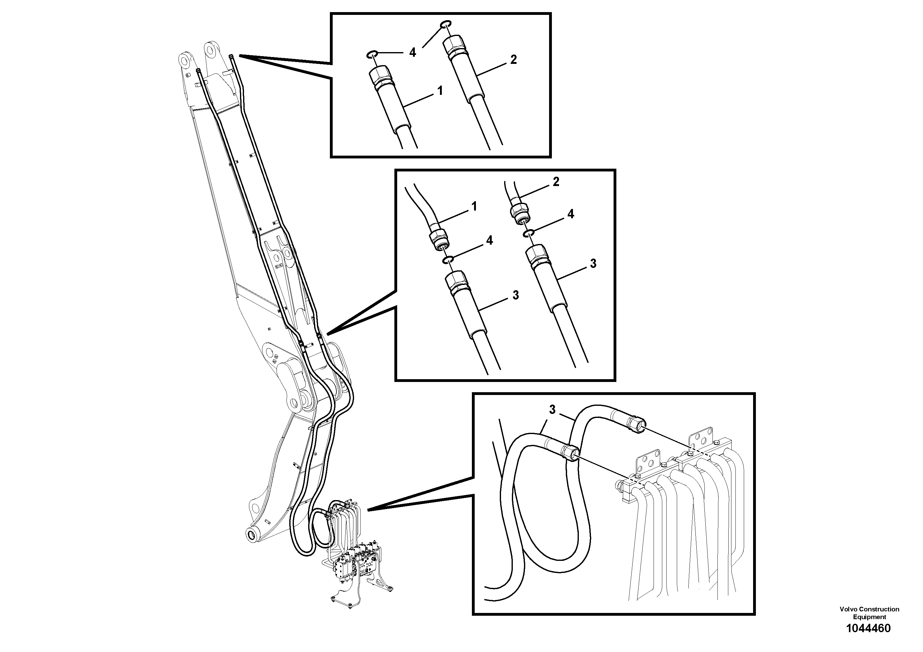 Схема запчастей Volvo EW230C - 49722 X1 Lines adjustable boom EW230C