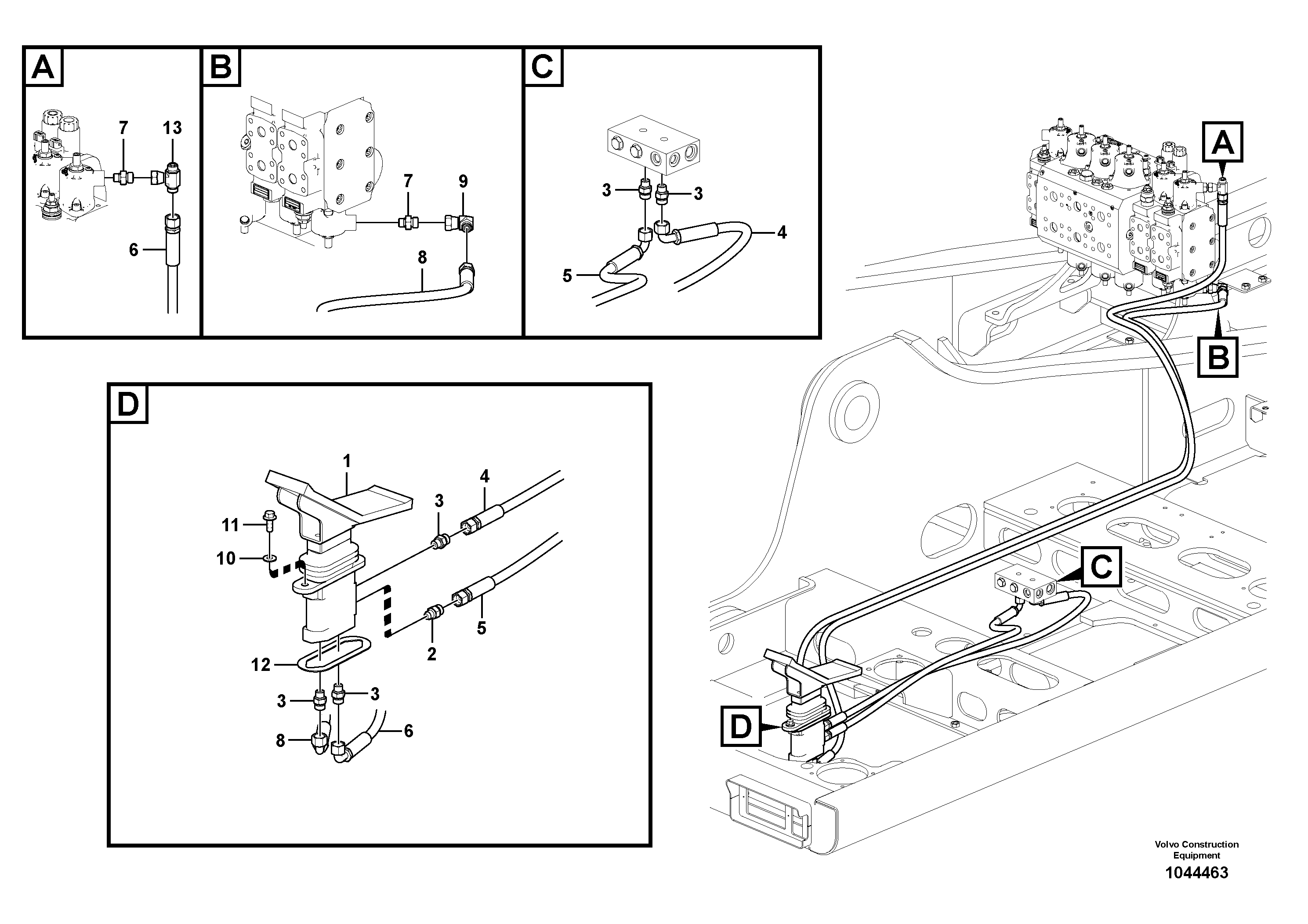 Схема запчастей Volvo EW230C - 49725 Working hydraulic, 2nd boom cylinder on adjustable boom EW230C