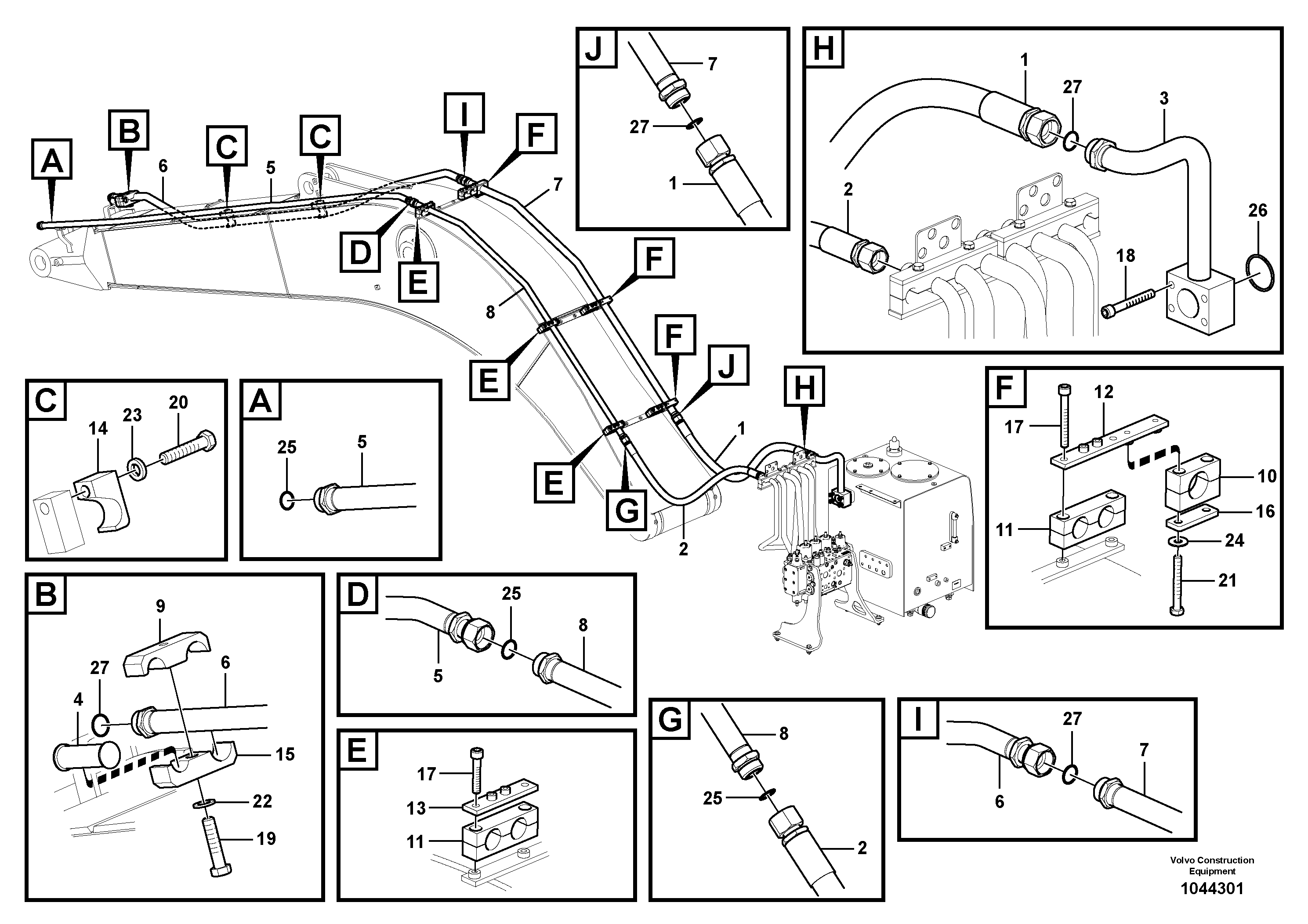 Схема запчастей Volvo EW230C - 49731 Hammer Return Line EW230C
