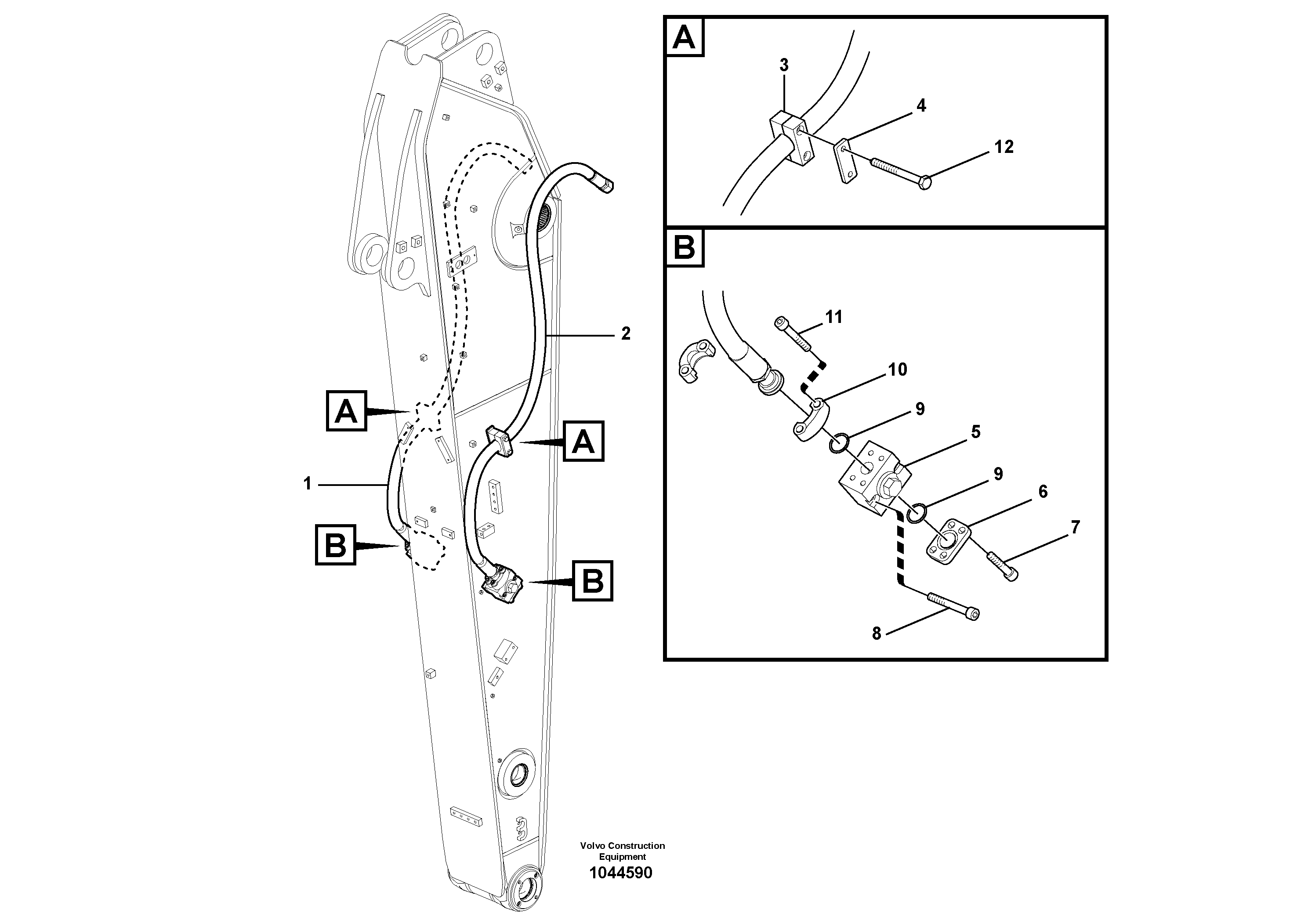 Схема запчастей Volvo EW230C - 85265 X1 Lines arm EW230C