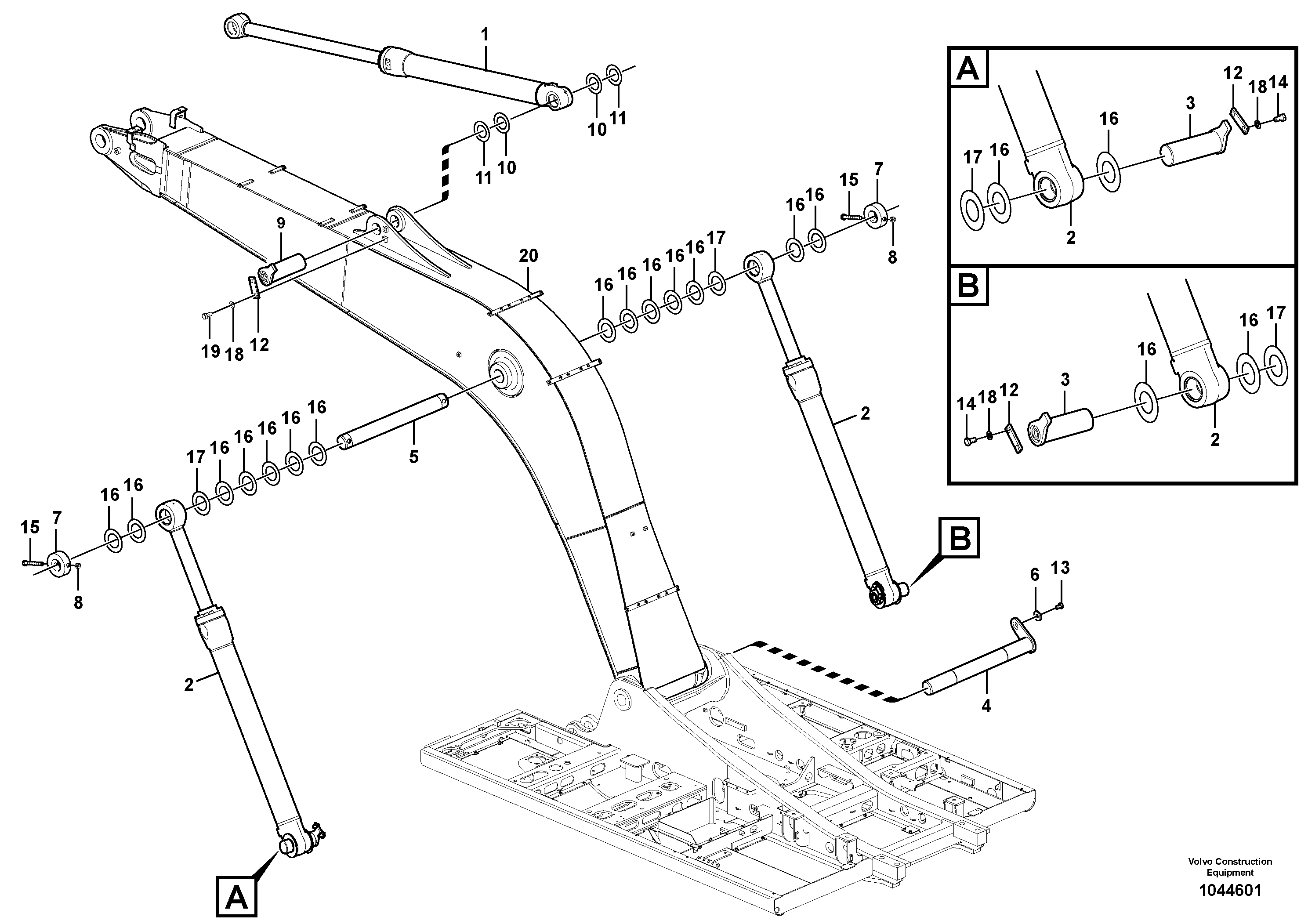 Схема запчастей Volvo EW230C - 51572 Links to boom EW230C
