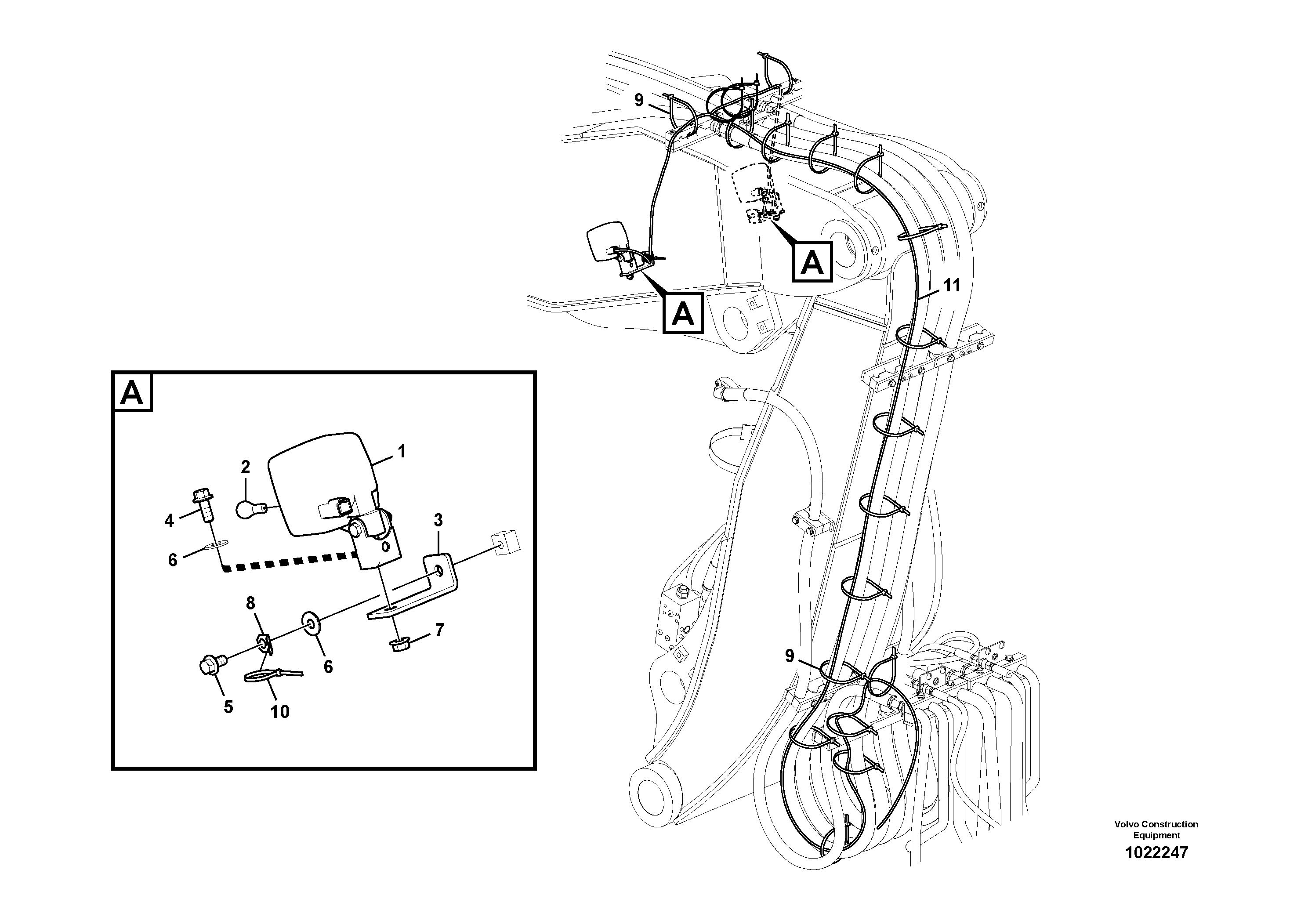 Схема запчастей Volvo EW230C - 28550 Working lamp on boom EW230C
