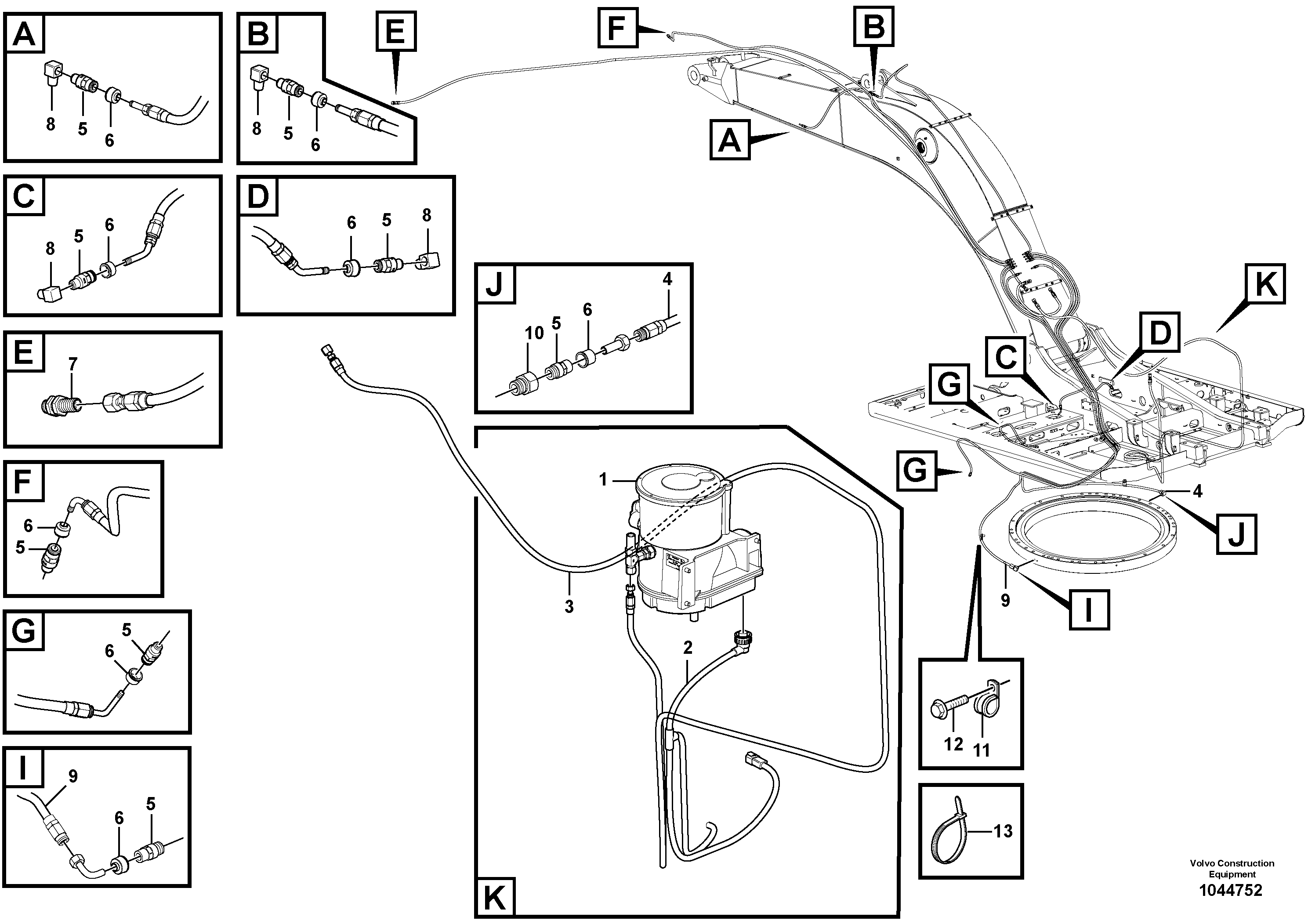 Схема запчастей Volvo EW230C - 42772 Automatic lubrication system, boom EW230C