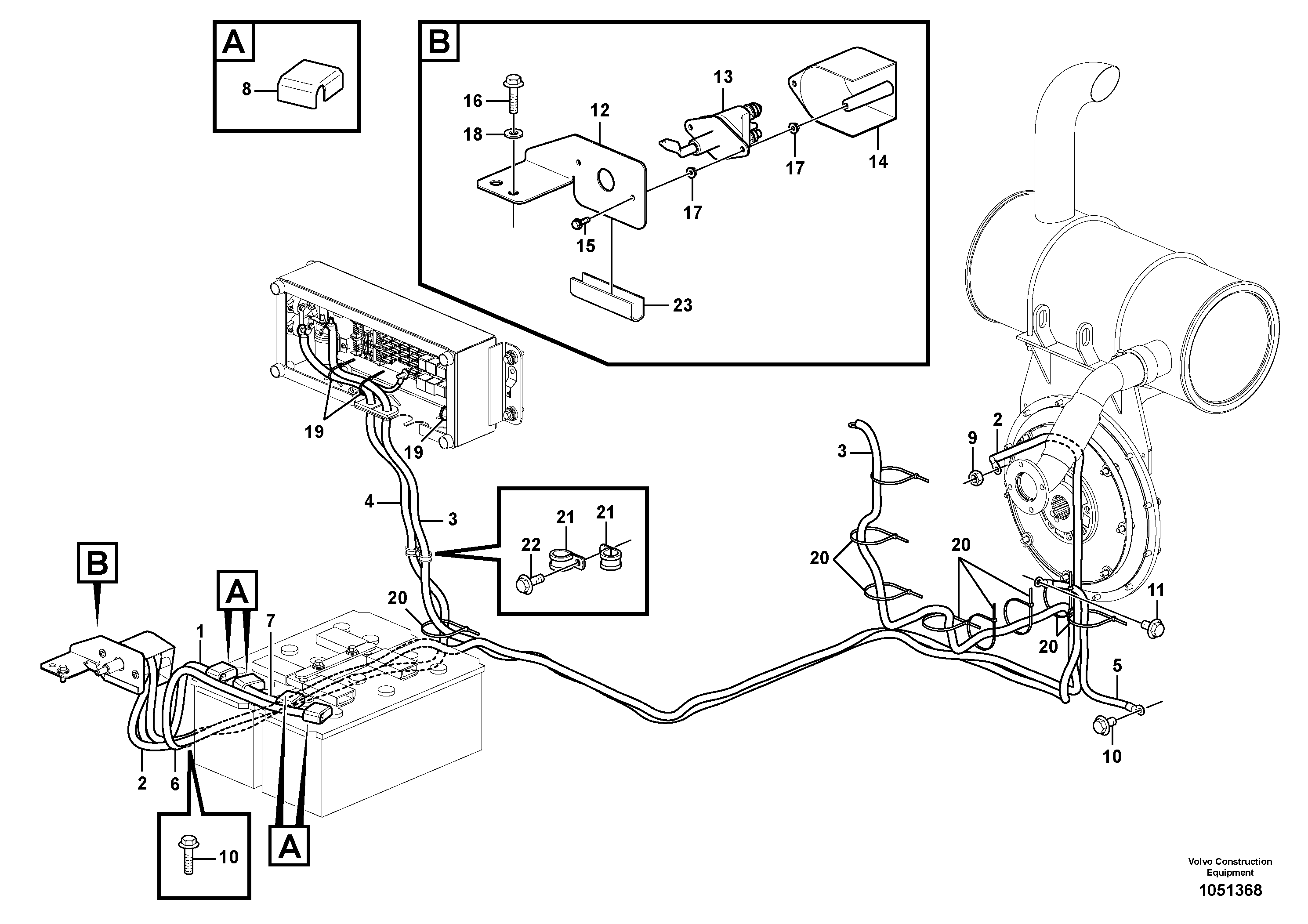 Схема запчастей Volvo EW230C - 61876 Cables, battery EW230C