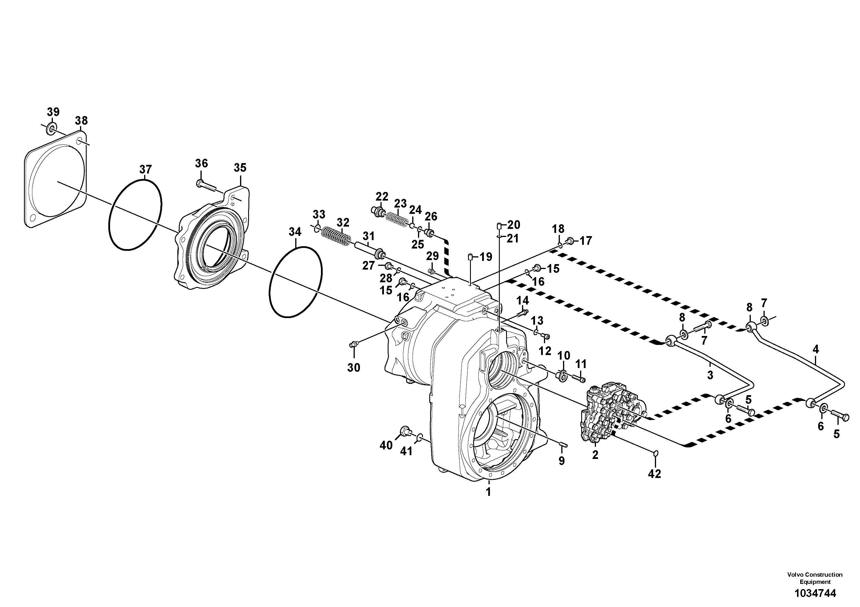 Схема запчастей Volvo EW230C - 45894 Transfer gear box EW230C