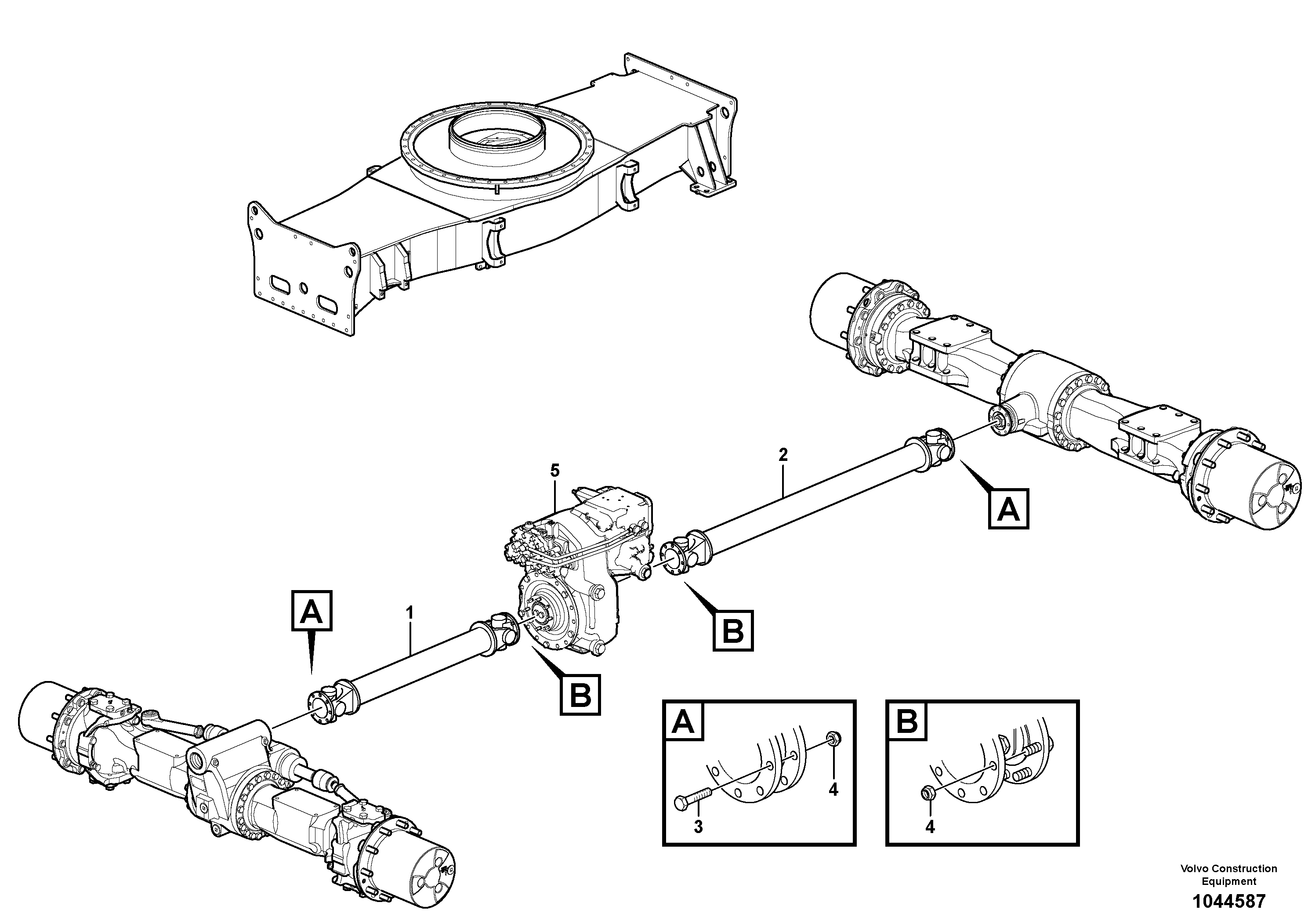 Схема запчастей Volvo EW230C - 46154 Propeller shafts and assembling EW230C