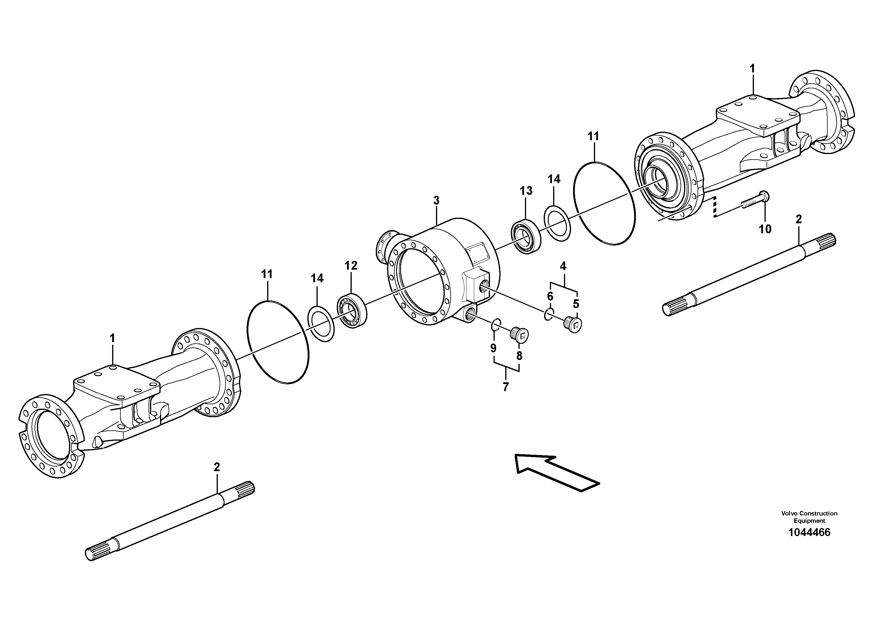 Схема запчастей Volvo EW230C - 59027 Rear axle, Axle casing EW230C
