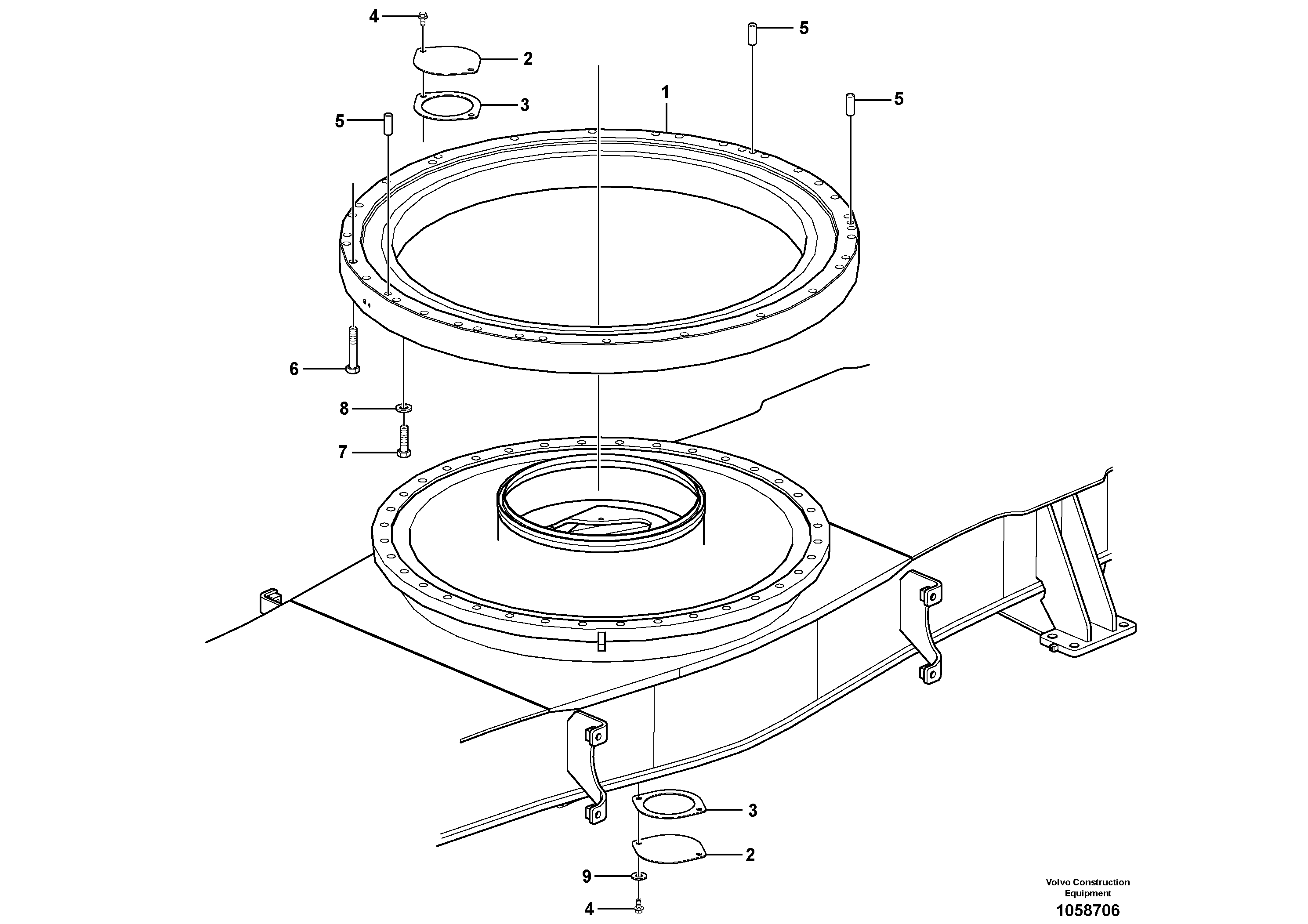 Схема запчастей Volvo EW230C - 105828 Slewing ring attachment EW230C