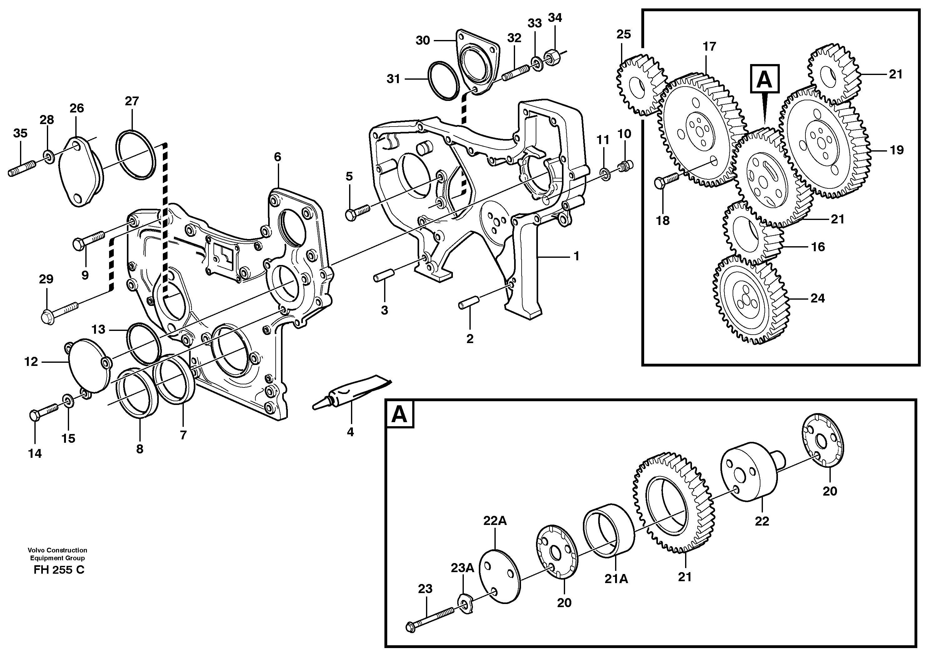 Схема запчастей Volvo EC300 - 29331 Timing gear casing and gears EC300 ?KERMAN ?KERMAN EC300