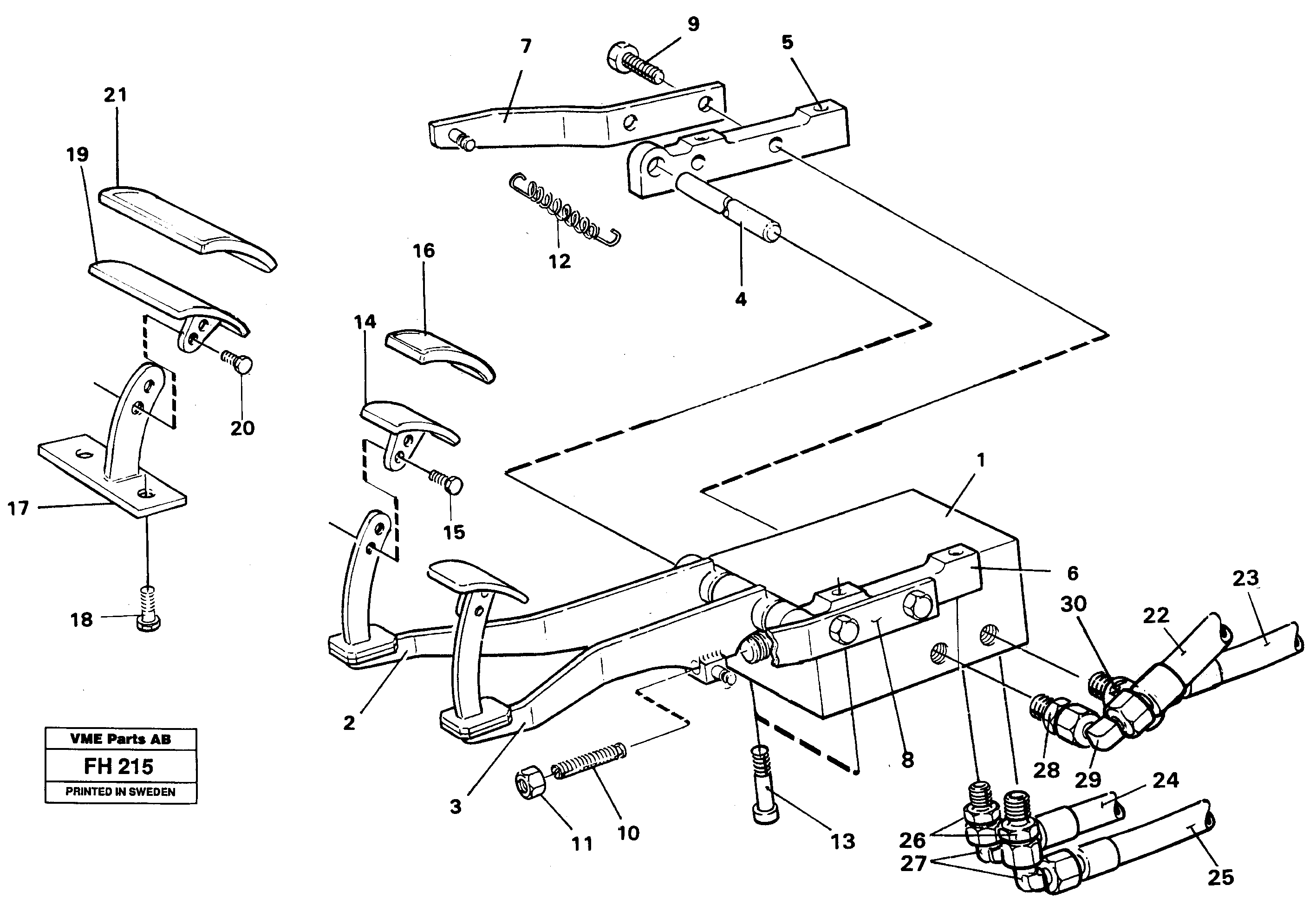 Схема запчастей Volvo EC300 - 39080 Pedal valve with foot rest EC300 ?KERMAN ?KERMAN EC300
