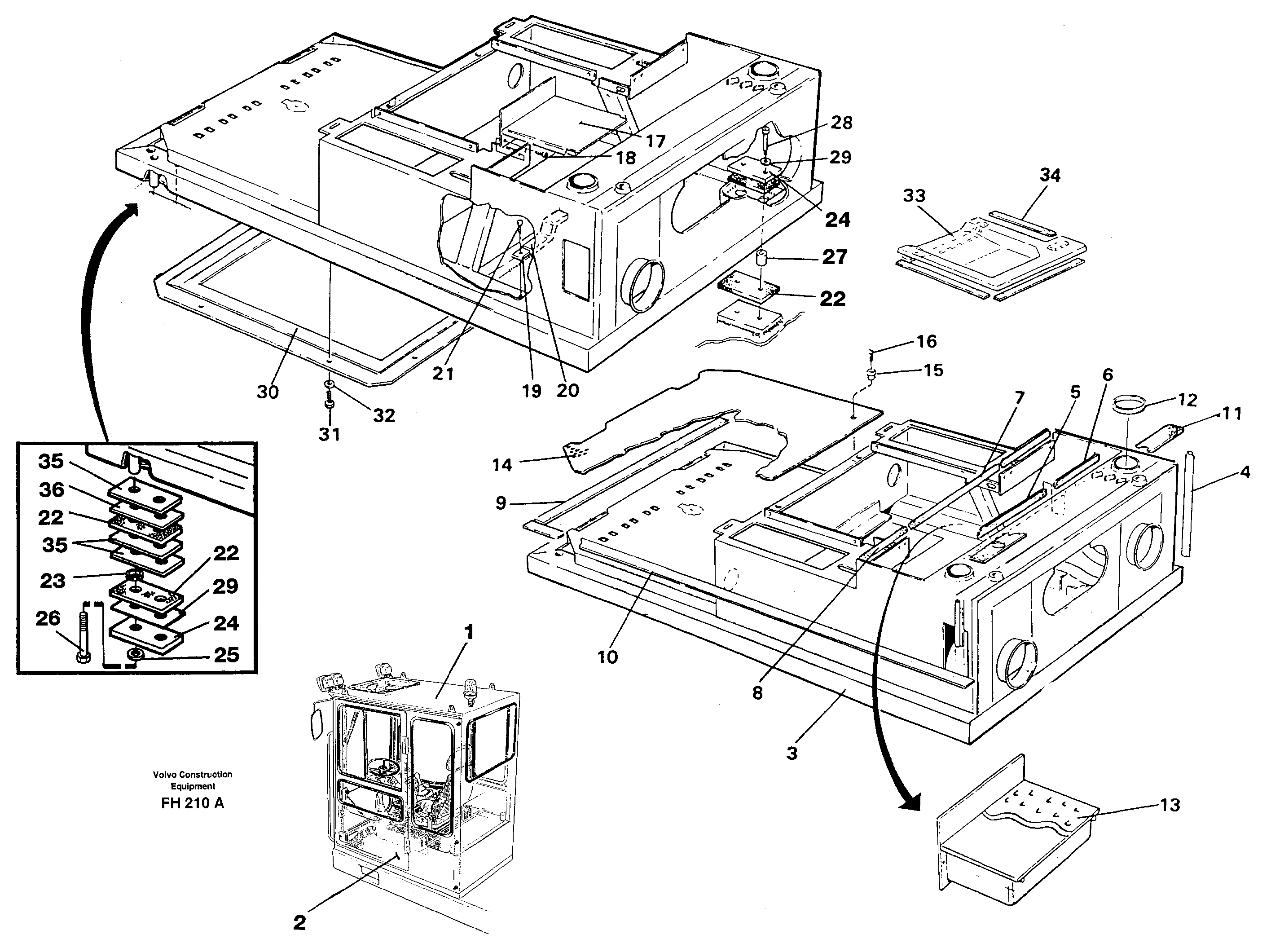 Схема запчастей Volvo EC300 - 26833 Drivers cab and cabin floor EC300 ?KERMAN ?KERMAN EC300