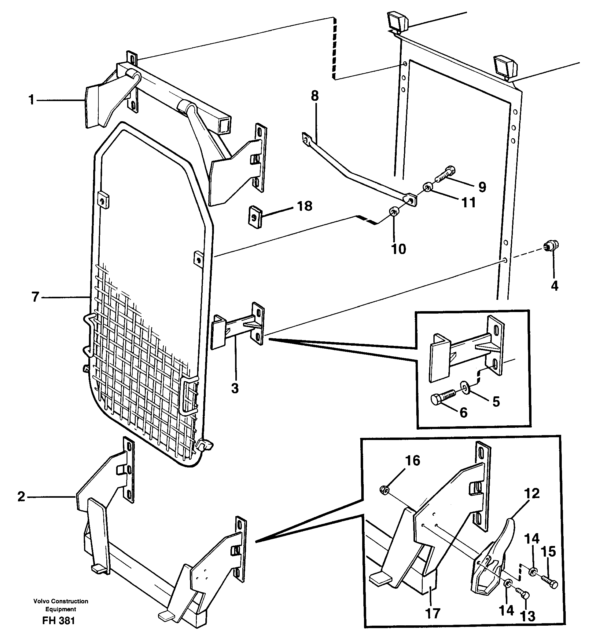 Схема запчастей Volvo EC300 - 1651 Windscreen protection EC300 ?KERMAN ?KERMAN EC300