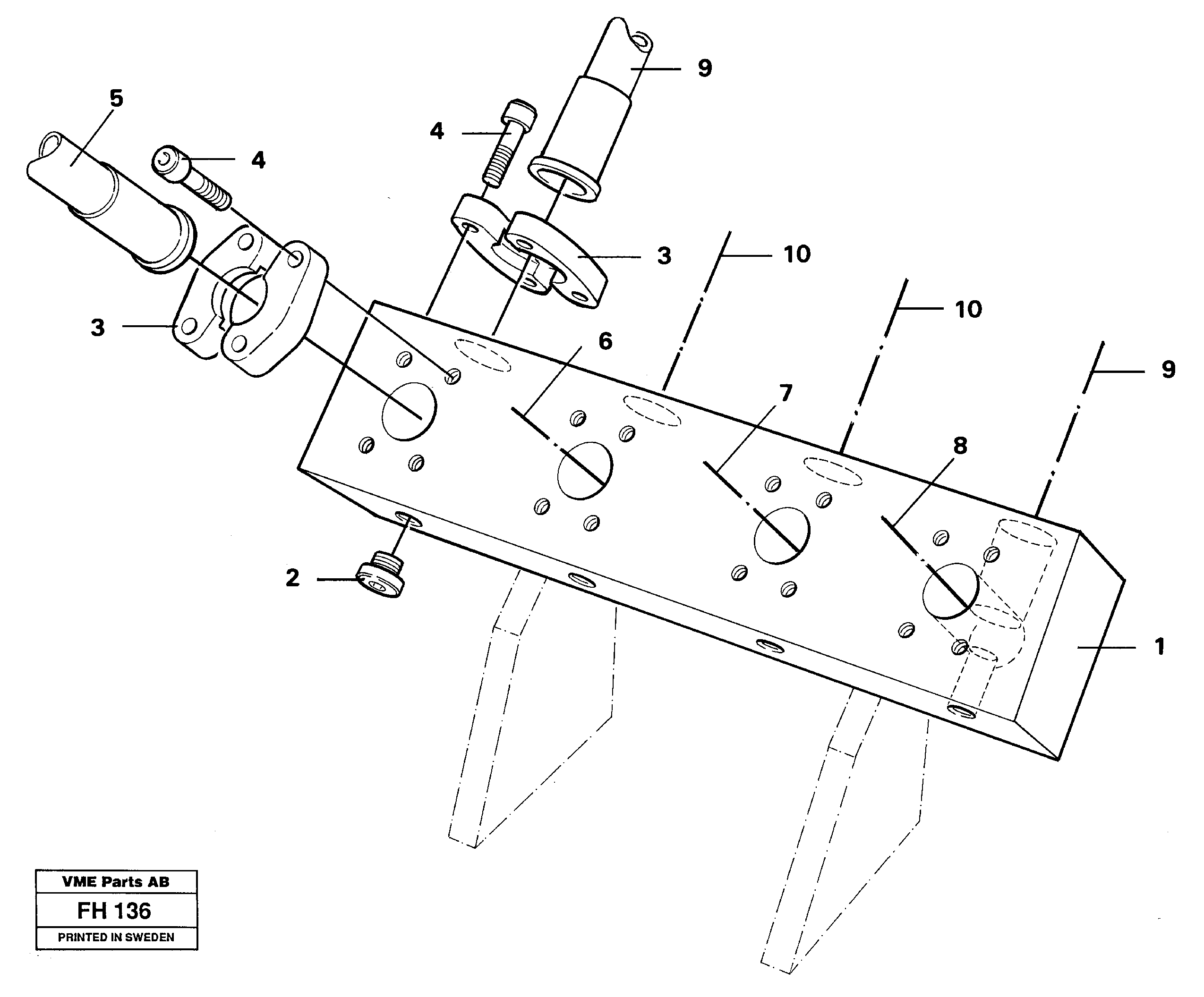 Схема запчастей Volvo EC300 - 27543 Connection block with hoses EC300 ?KERMAN ?KERMAN EC300