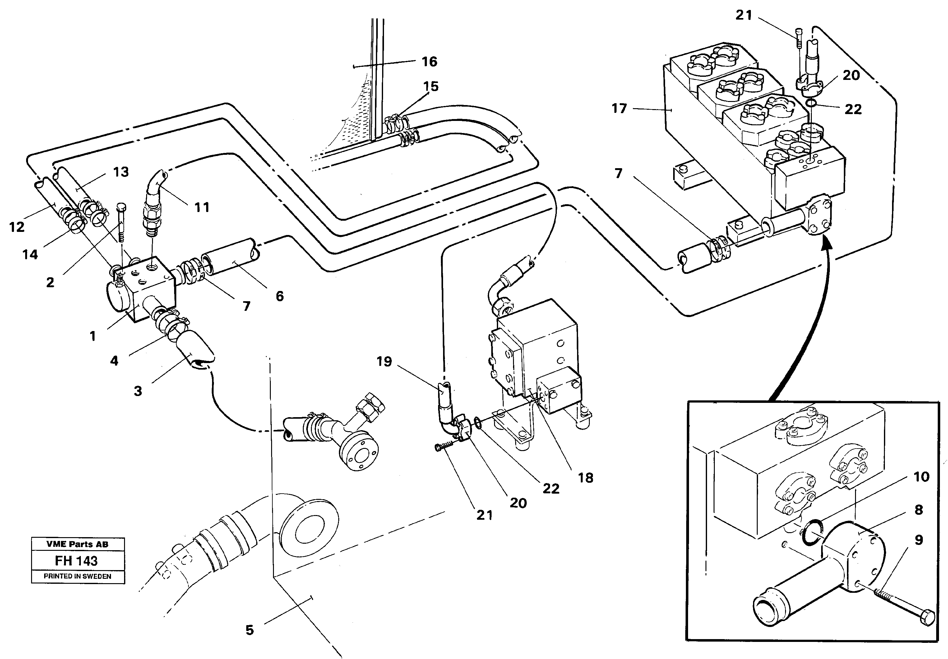 Схема запчастей Volvo EC300 - 87053 Hydraulic system, return lines EC300 ?KERMAN ?KERMAN EC300