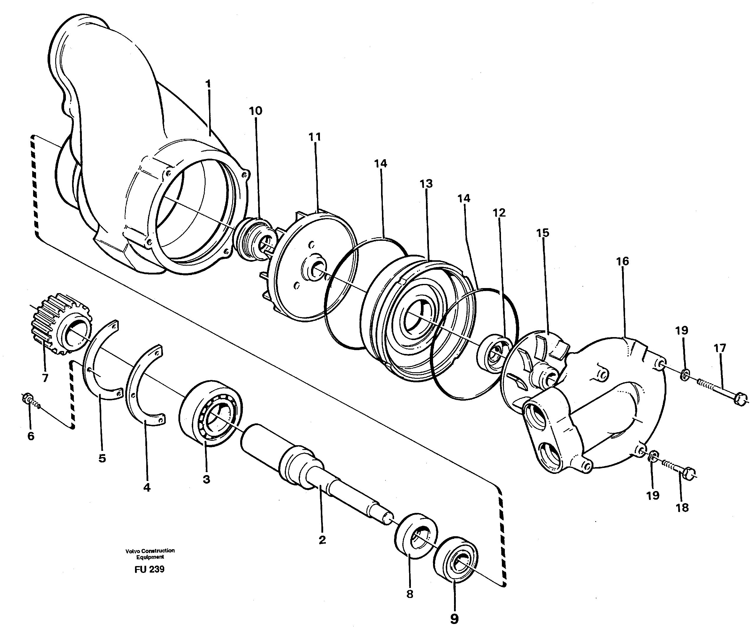 Схема запчастей Volvo EC390 - 26442 Water pump EC390 SER NO 1001-