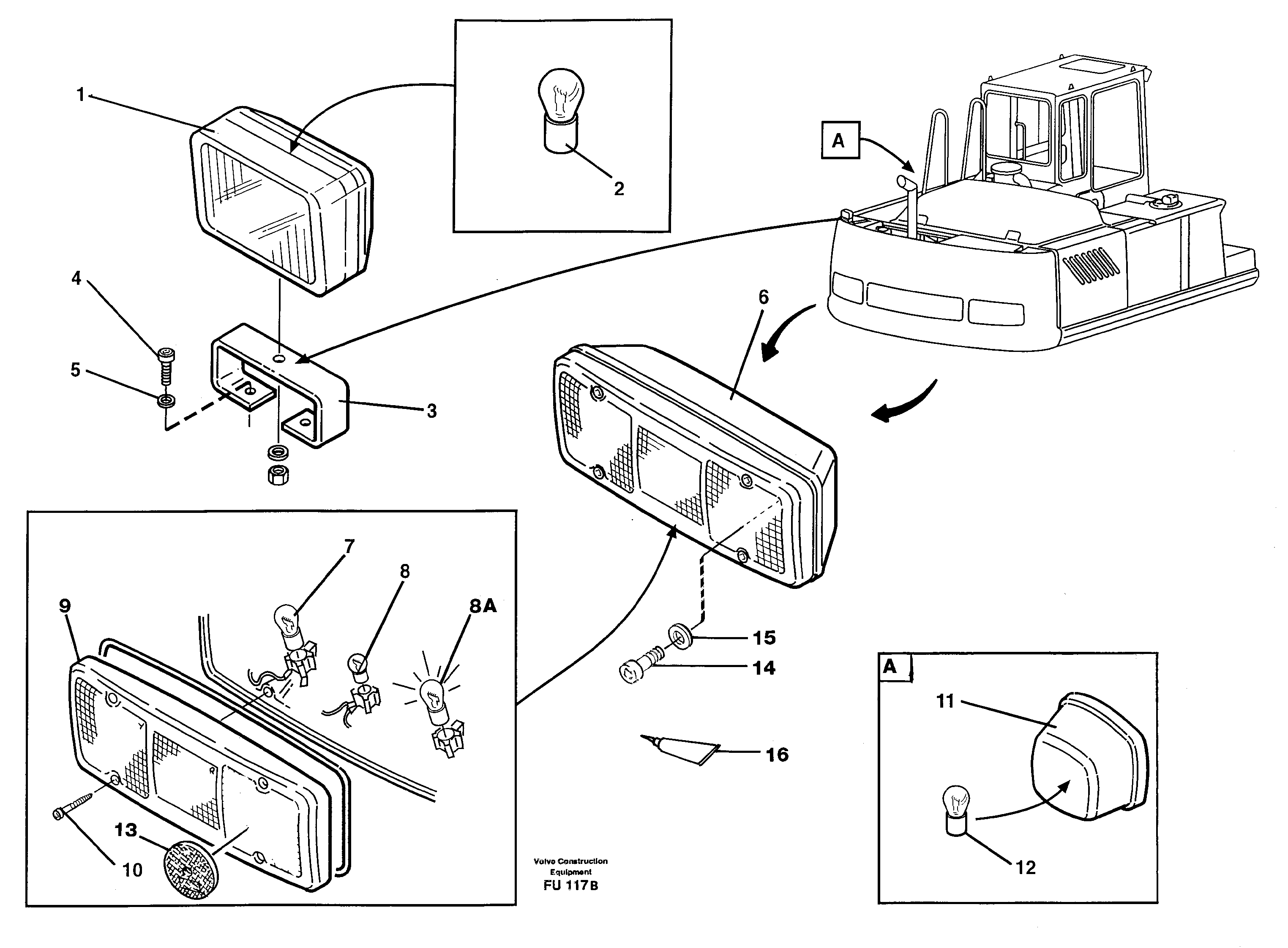 Схема запчастей Volvo EC390 - 51641 Lighting, rear EC390 SER NO 1001-