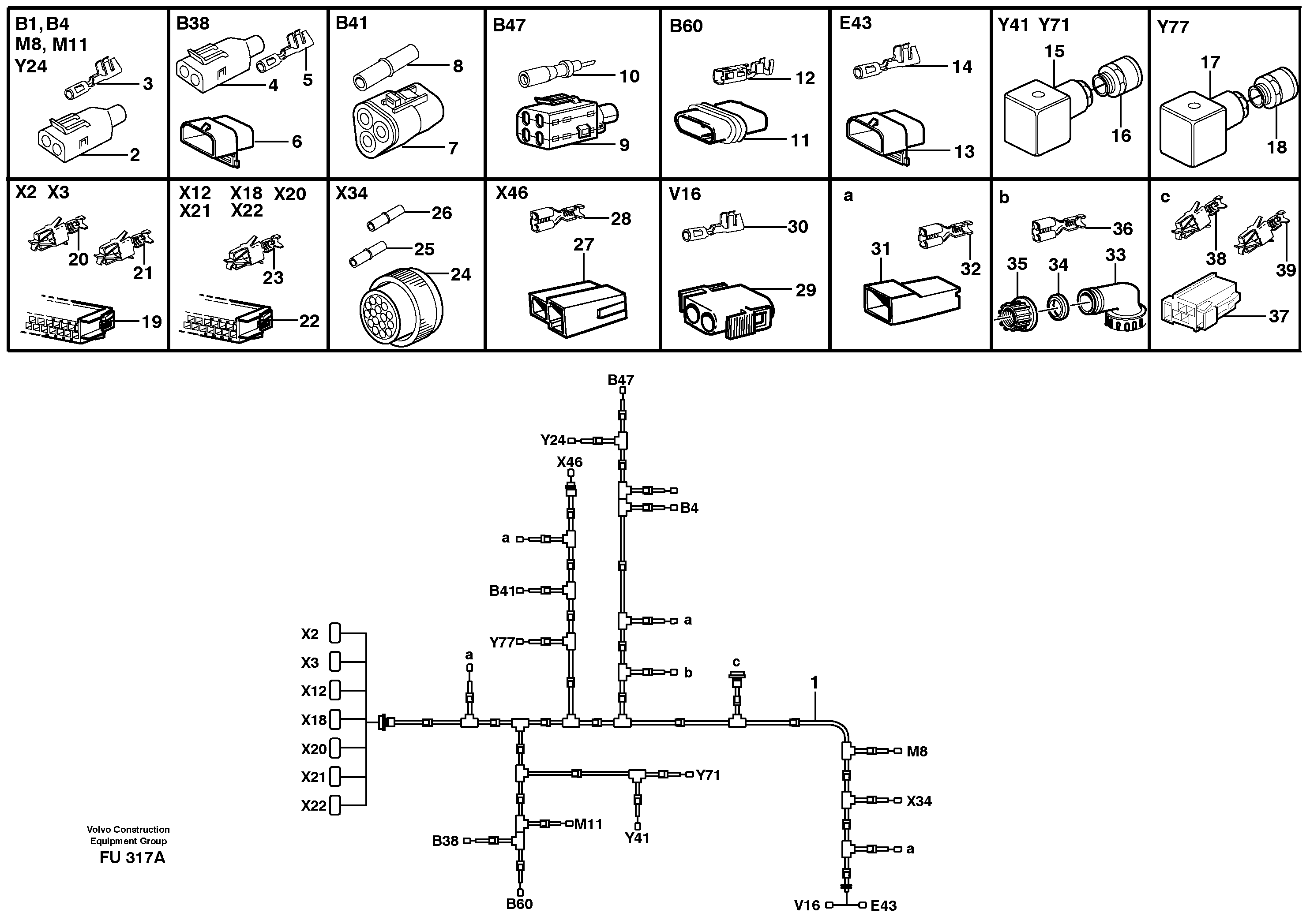 Схема запчастей Volvo EC390 - 82475 Cable harnesses, Diesel engine EC390 SER NO 1001-