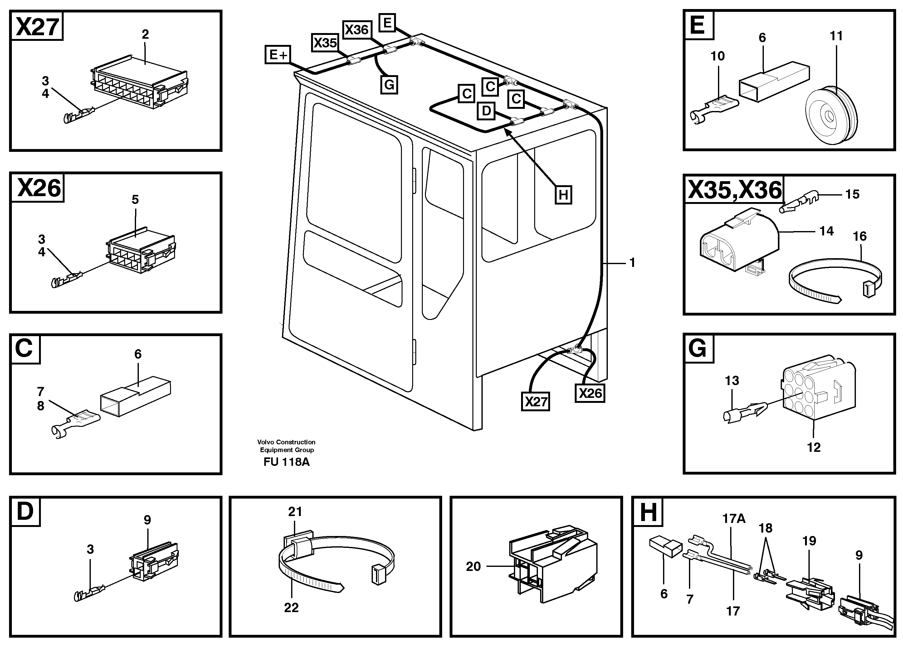 Схема запчастей Volvo EC390 - 82737 Cable harnesses, cab EC390 SER NO 1001-
