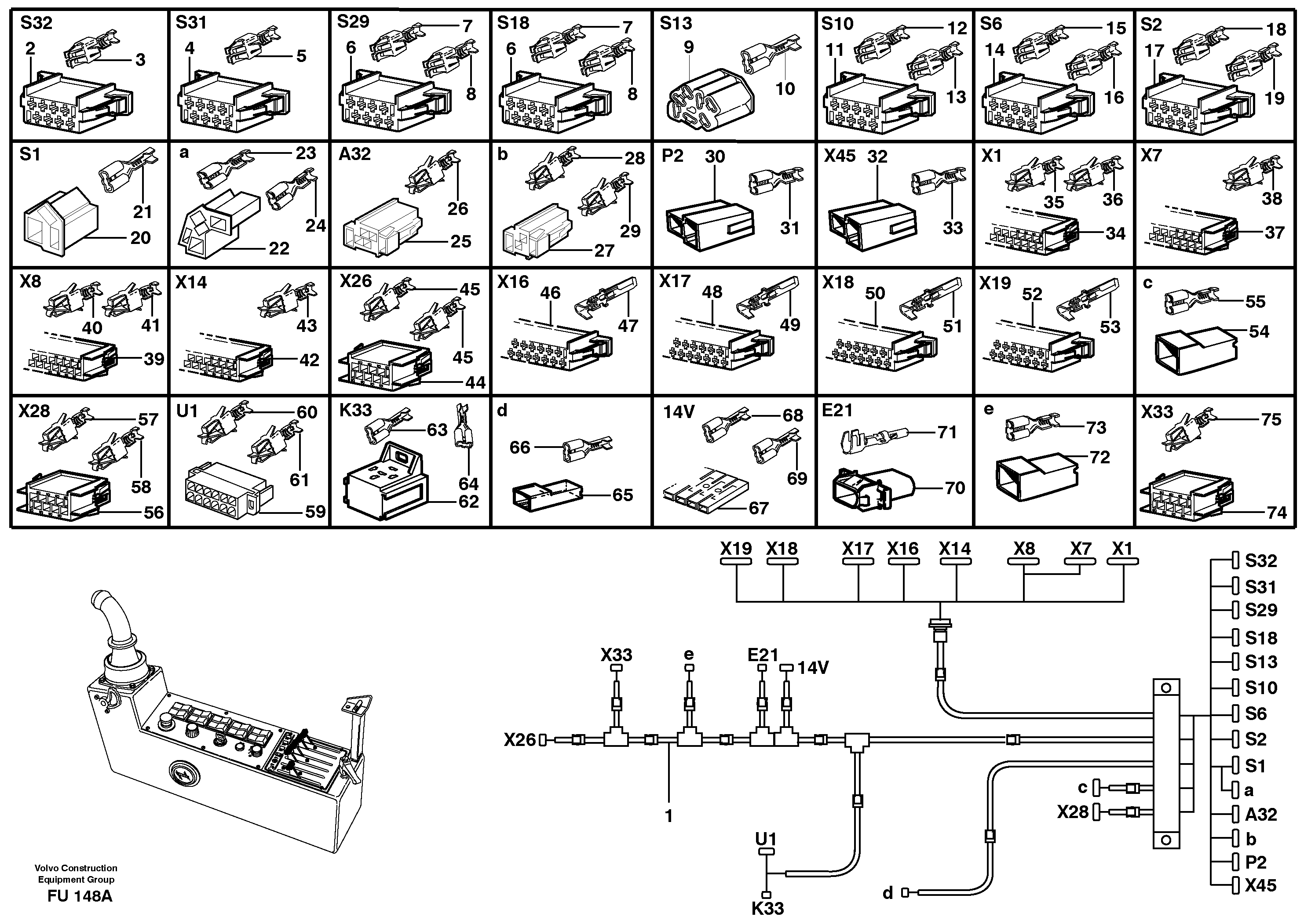 Схема запчастей Volvo EC390 - 83711 Cable harness, side panel, left EC390 SER NO 1001-