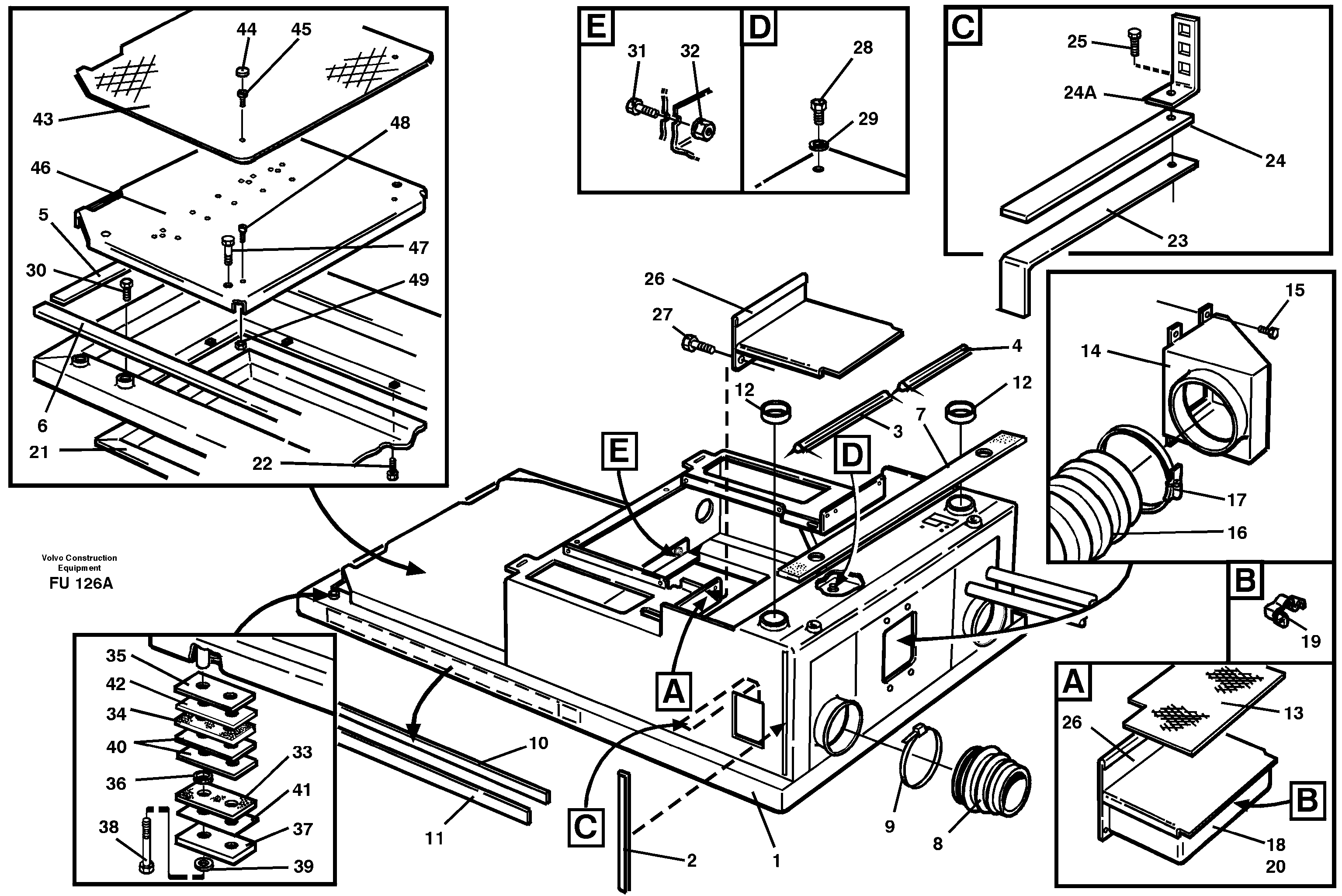 Схема запчастей Volvo EC390 - 84197 Cabin floor EC390 SER NO 1001-