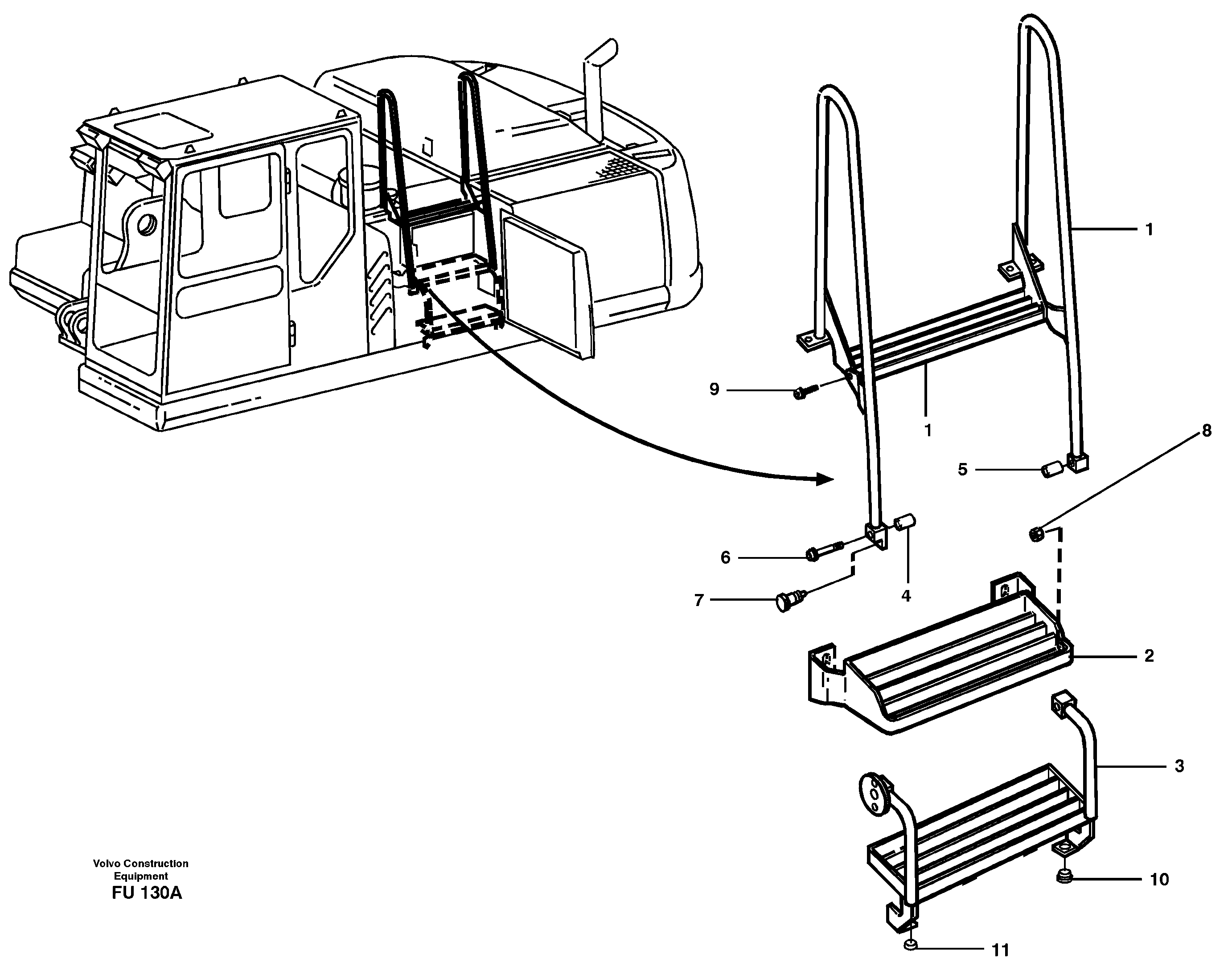 Схема запчастей Volvo EC390 - 31437 Ladder over battery EC390 SER NO 1001-