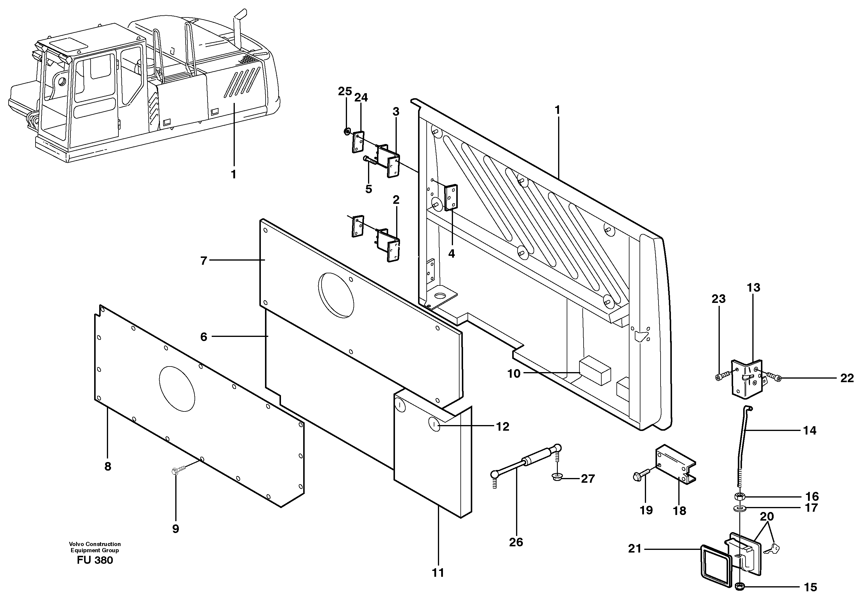 Схема запчастей Volvo EC390 - 47872 Door, Engine, Left EC390 SER NO 1001-