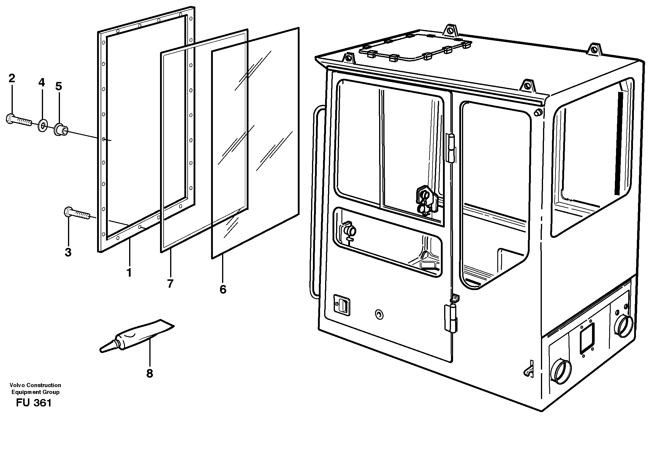 Схема запчастей Volvo EC390 - 24003 Entire windscreen EC390 SER NO 1001-