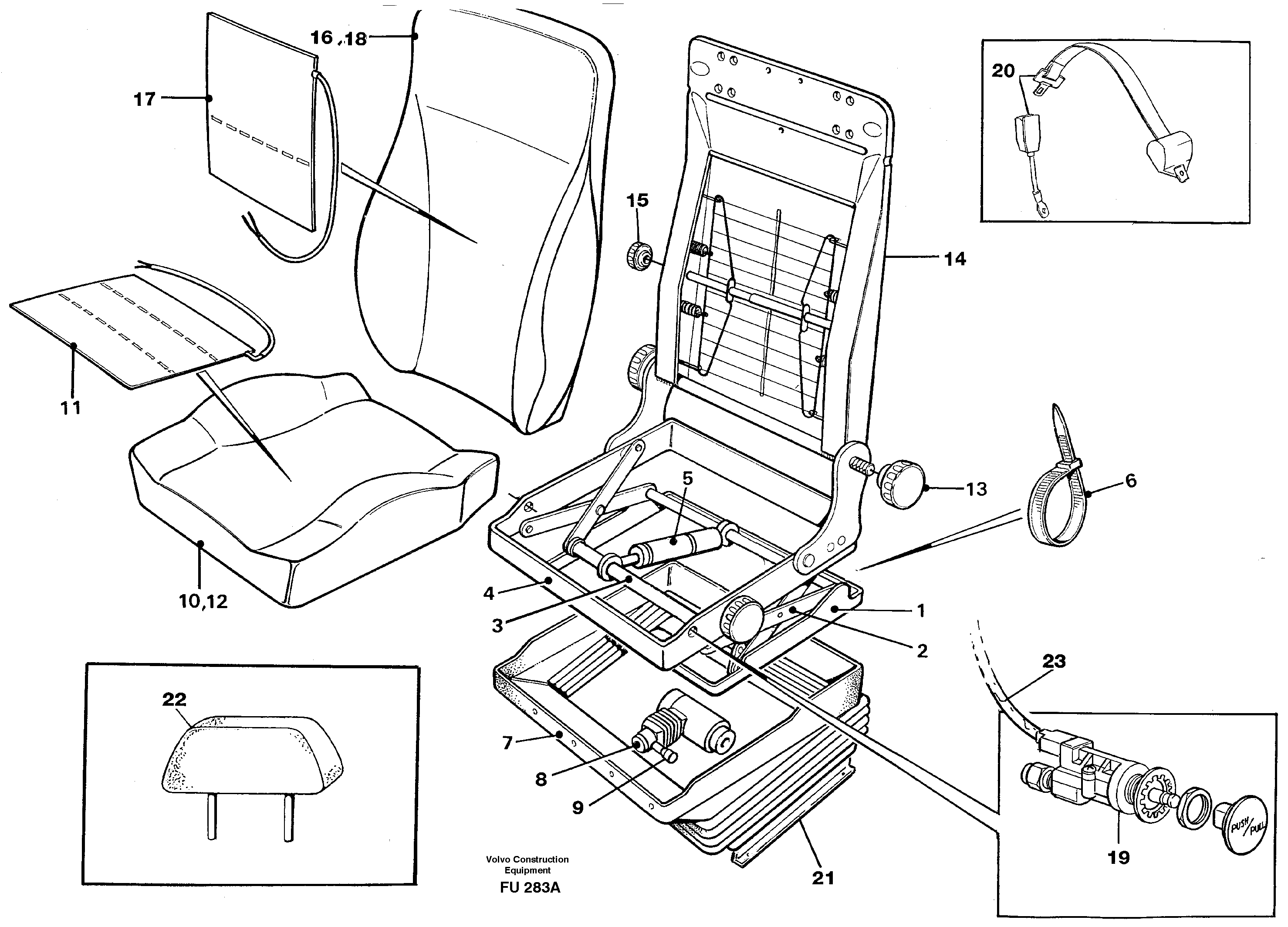 Схема запчастей Volvo EC390 - 24004 Drivers seat, air suspens.heated. BE-GE EC390 SER NO 1001-
