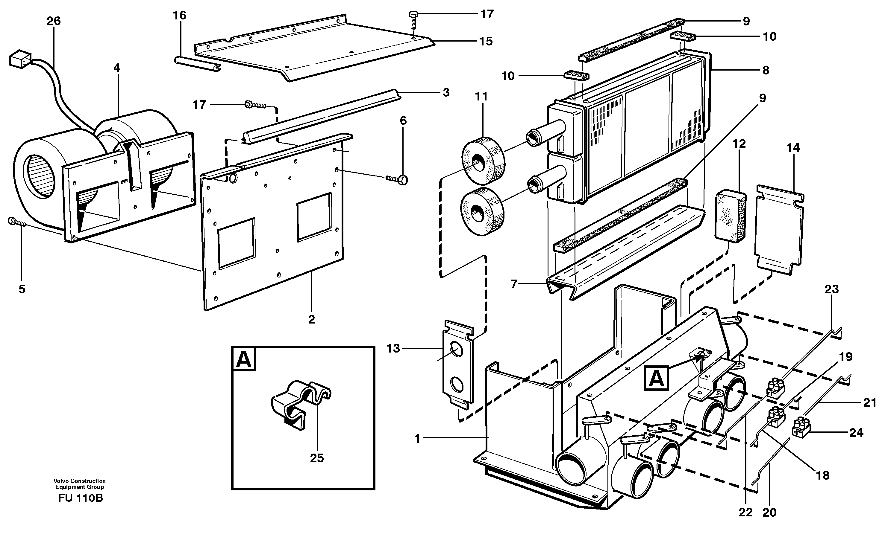 Схема запчастей Volvo EC390 - 24005 Cab heater EC390 SER NO 1001-
