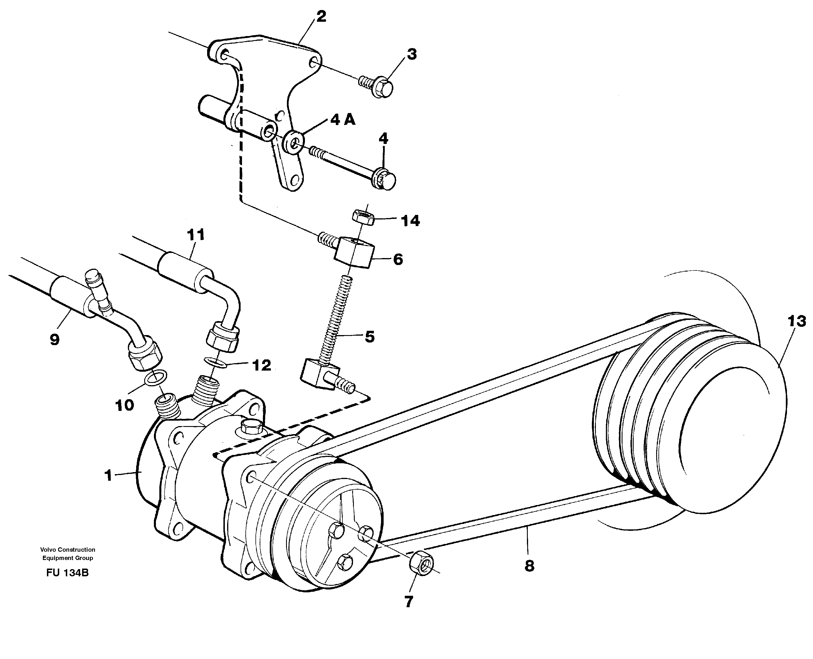 Схема запчастей Volvo EC390 - 66709 Compressor with fitting parts, cooling agent R134a EC390 SER NO 1001-