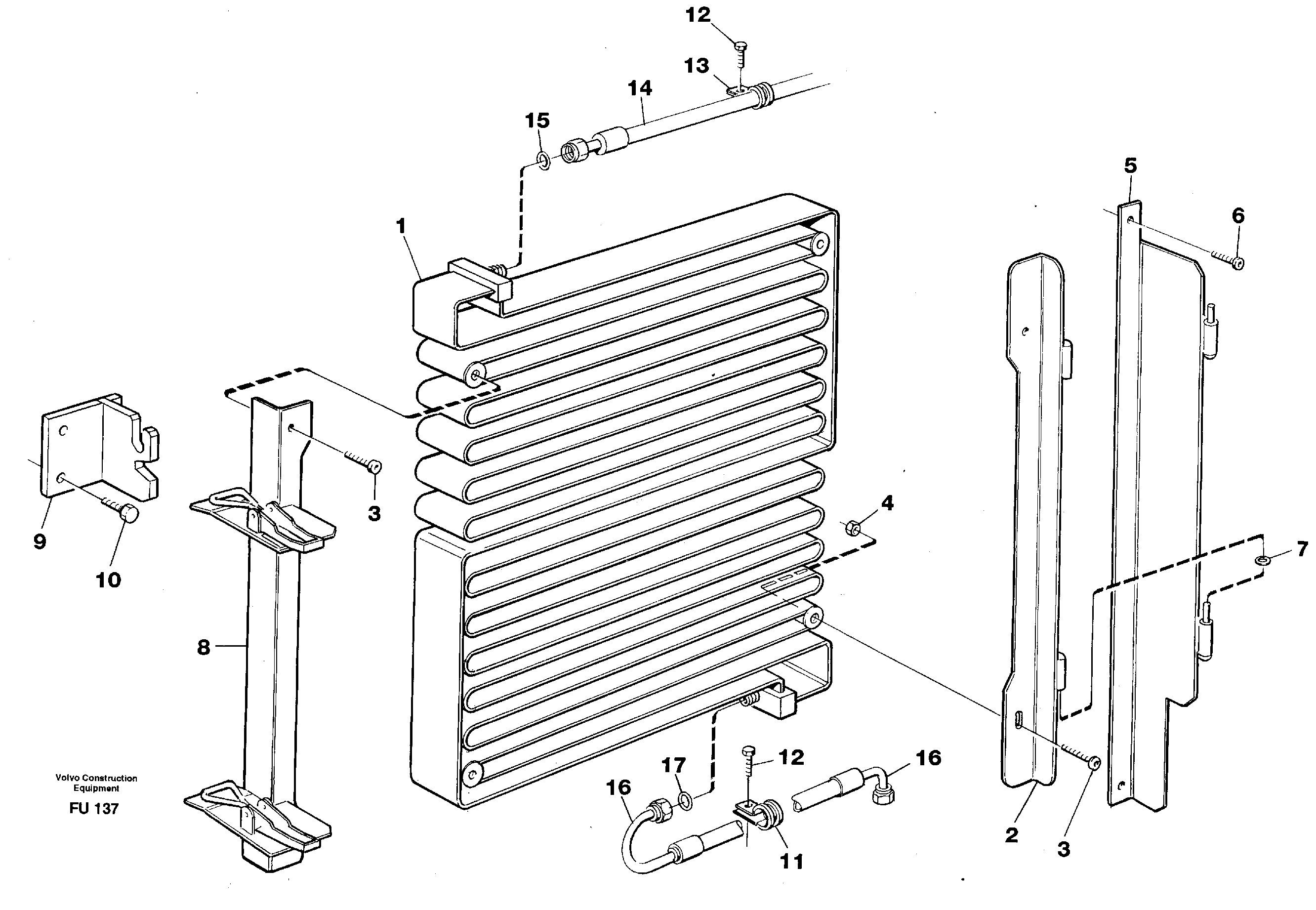 Схема запчастей Volvo EC390 - 85240 Condensor with fitting parts, cooling agent R134a EC390 SER NO 1001-