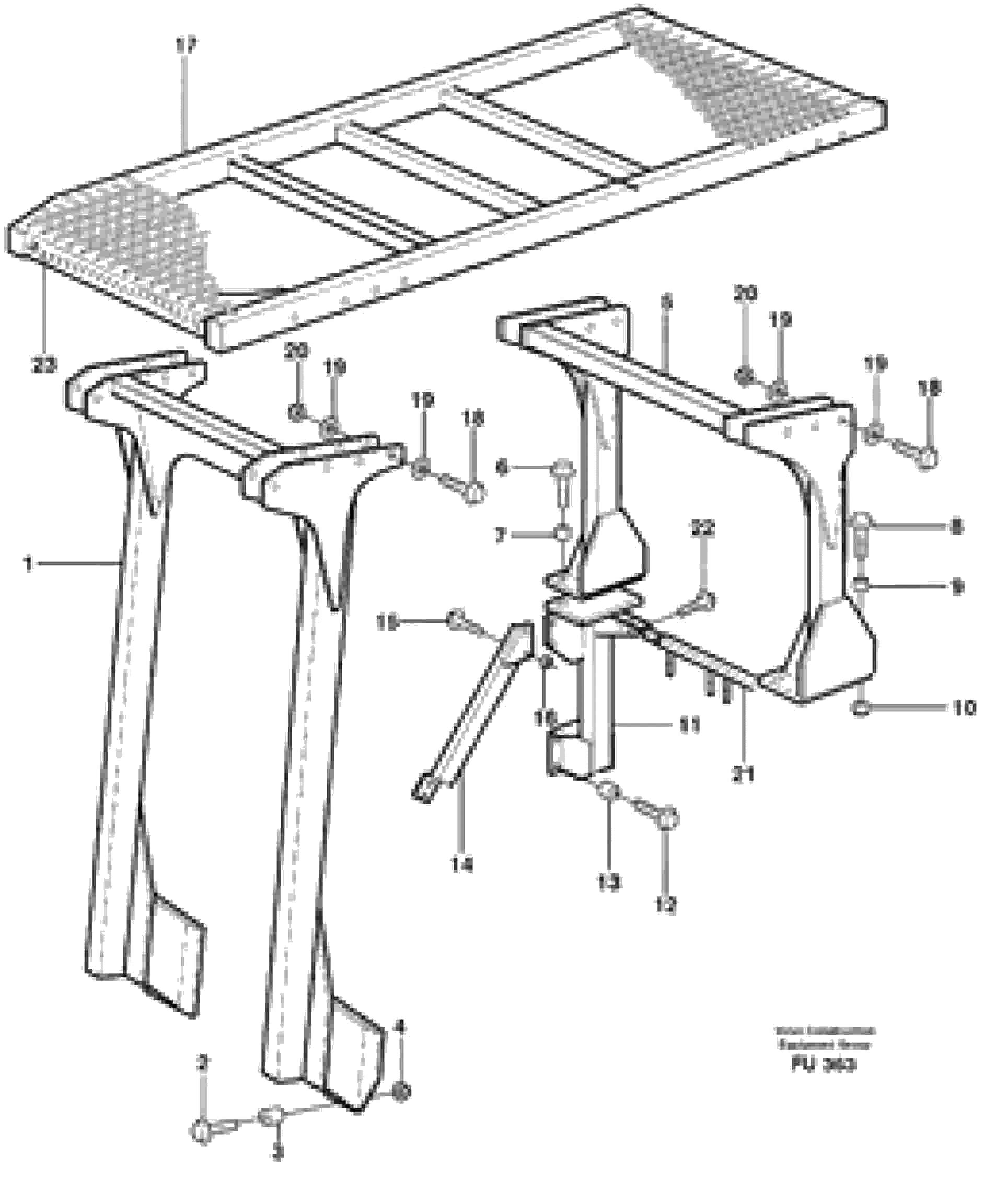 Схема запчастей Volvo EC390 - 18567 Protection over drivers cab, elevation kit 605 mm EC390 SER NO 1001-